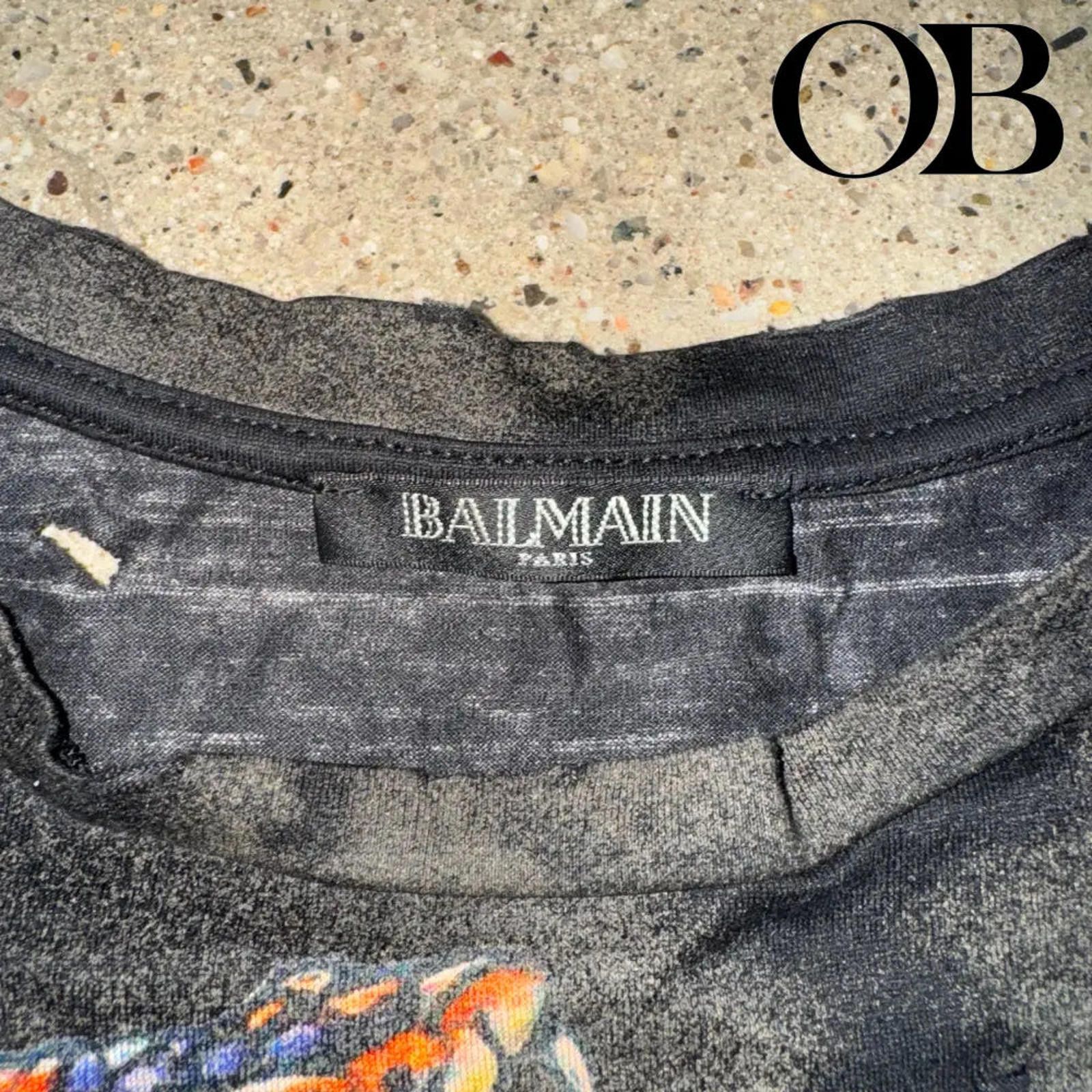 Balmain Balmain Distressed Graphic Tee Size US M / EU 48-50 / 2 - 4 Thumbnail