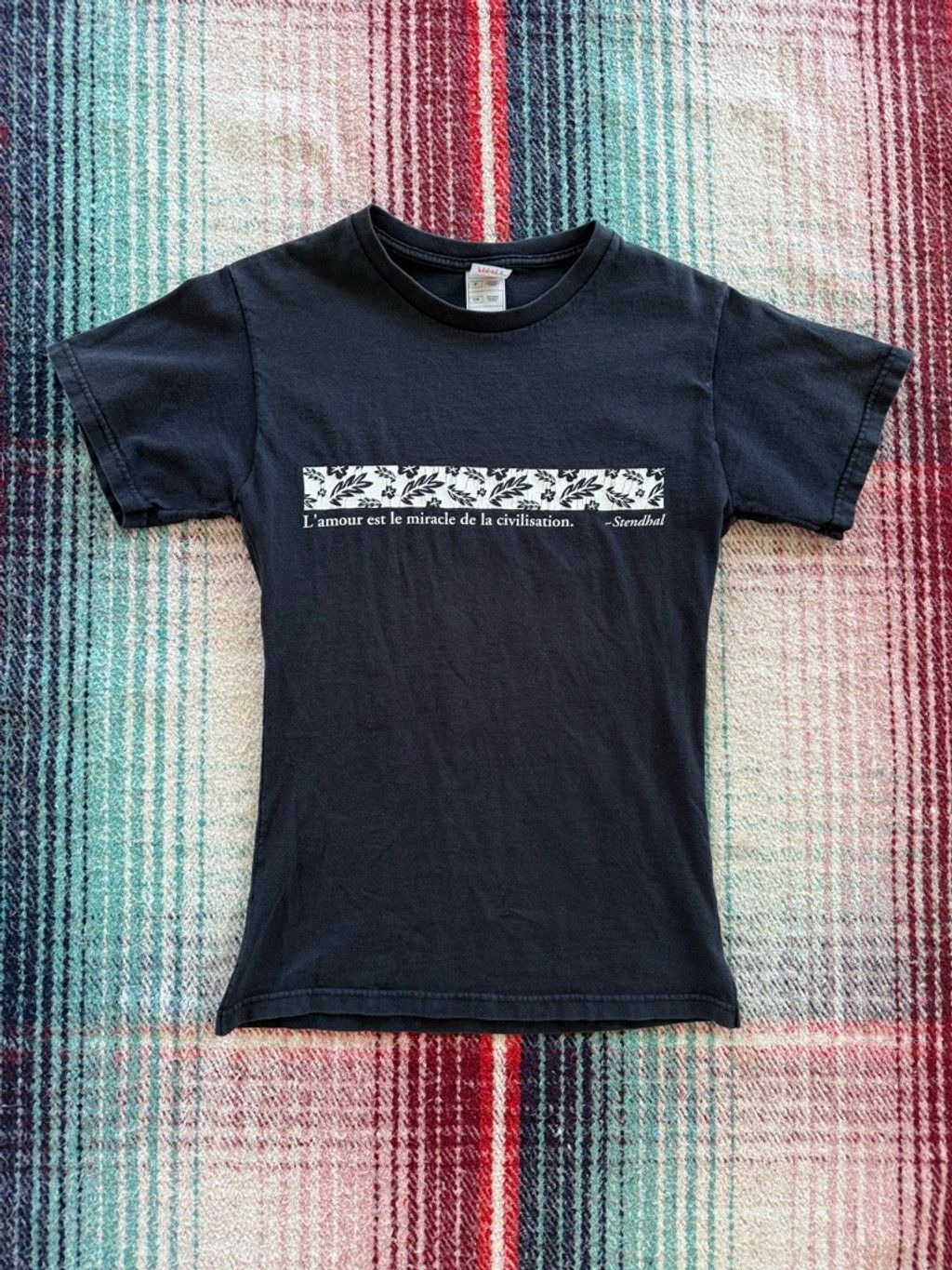 Fruit Of The Loom Fruit of the Loom Black Stendhal Quote Short Sleeve Tee S Size S / US 4 / IT 40 - 1 Thumbnail
