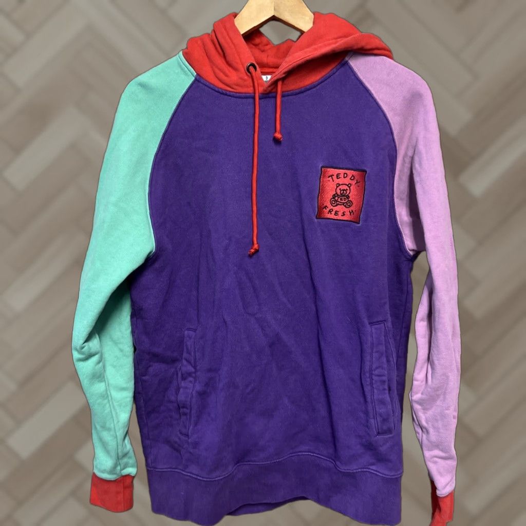Teddy Fresh Teddy Fresh Hoodie Color Block Purple Red Pullover Sweatshirt Mens M Size US M / EU 48-50 / 2 - 1 Thumbnail
