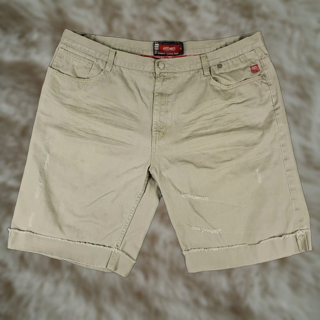 Akademiks Akademiks Mens Chino Shorts 44 Big & Tall Khaki Relaxed Fit Distressed Frayed Hem Streetwear Size US 44 / EU 60 - 1 Thumbnail