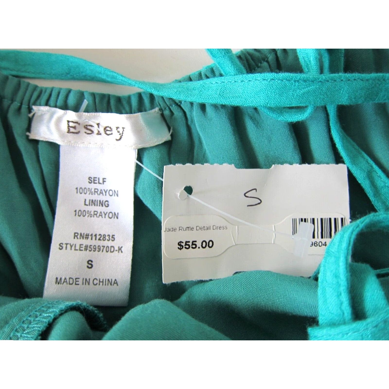 Vintage NWT Esley 100% Rayon Teal Blue Ruffle Tank Apron Sun Dress Small Size S / US 4 / IT 40 - 4 Thumbnail