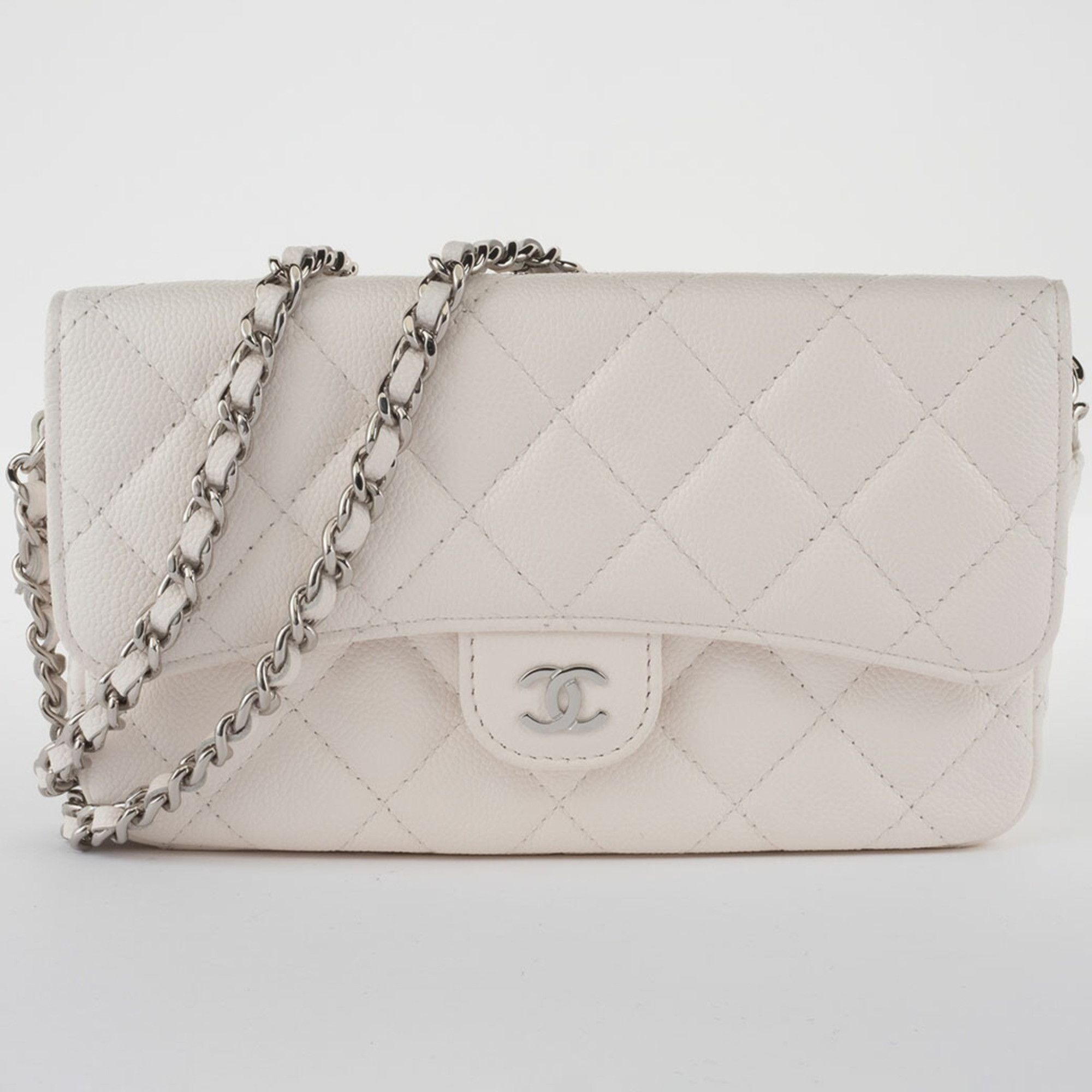 Chanel Chanel Matelasse Flap Phone Case Shoulder Bag White Women's Caviar Skin CHANEL Size ONE SIZE - 1 Thumbnail