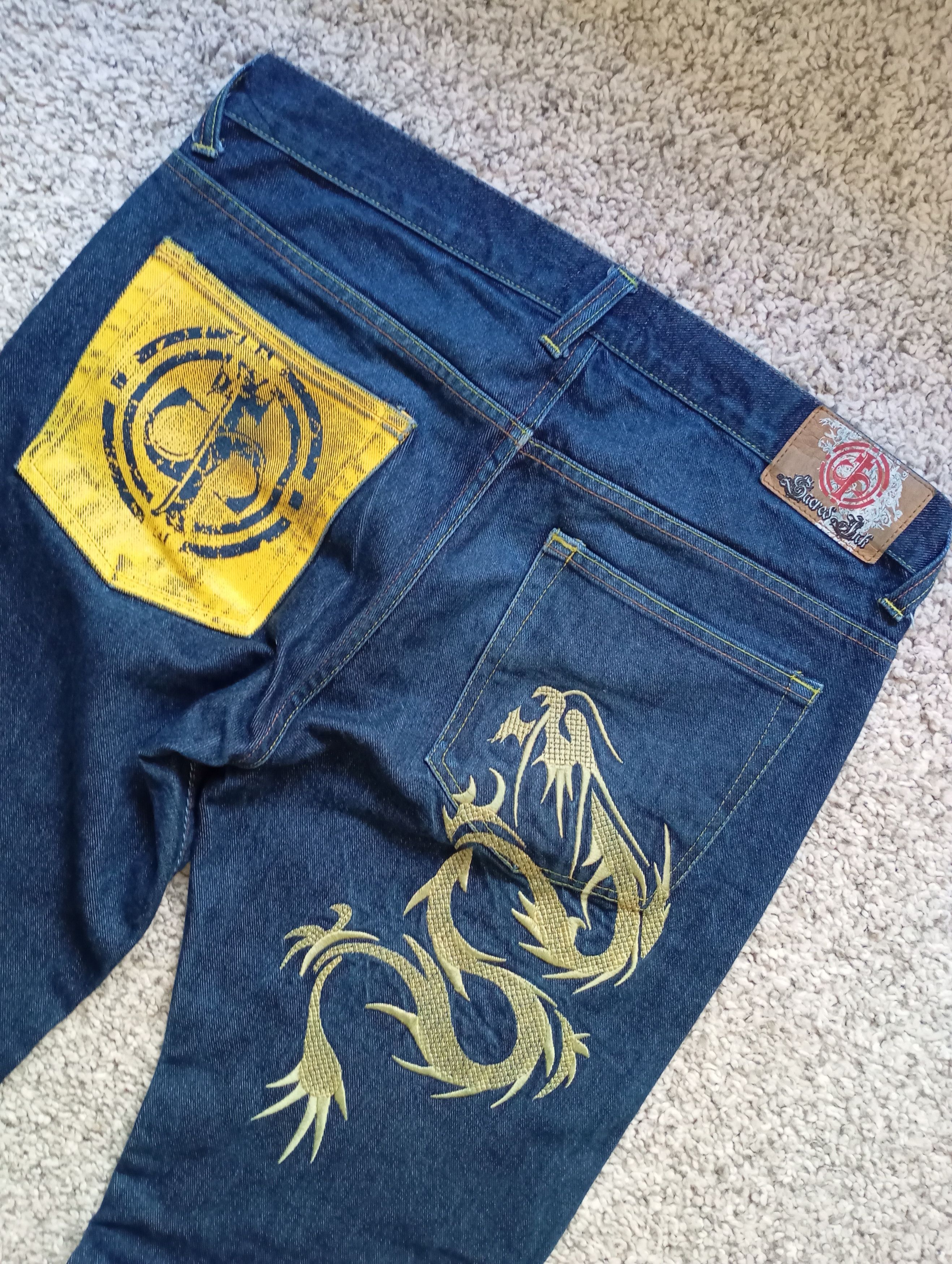 Japanese Brand Streetwear Japanese jeans with embroidered dragon like evisu Size US 28 / EU 44 - 2 Thumbnail