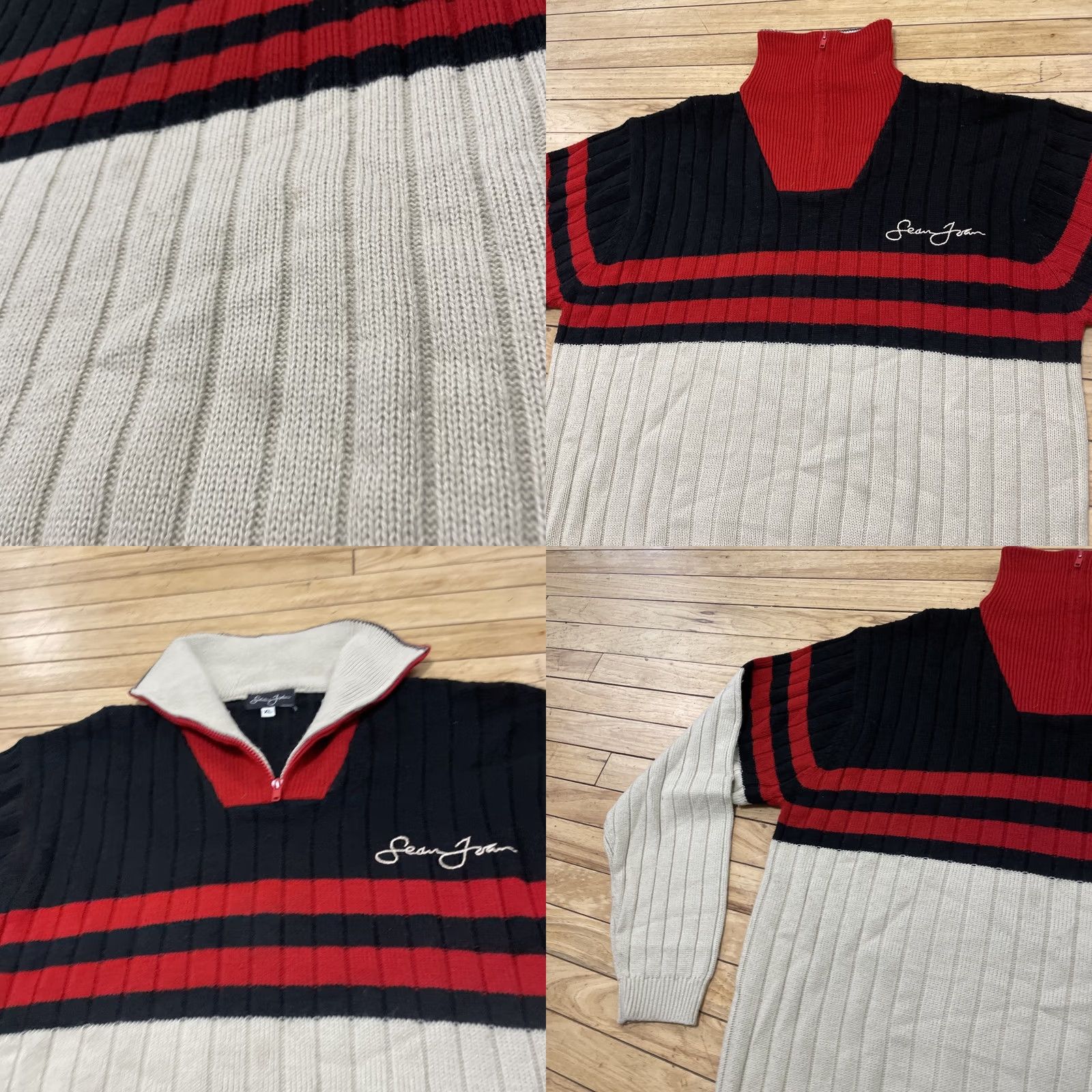 Sean John VINTAGE Sean John Sweater Mens XL Turtleneck Ribbed Red Black Cream Y2K Hip Hop Pullover Size US XL / EU 56 / 4 - 10 Thumbnail