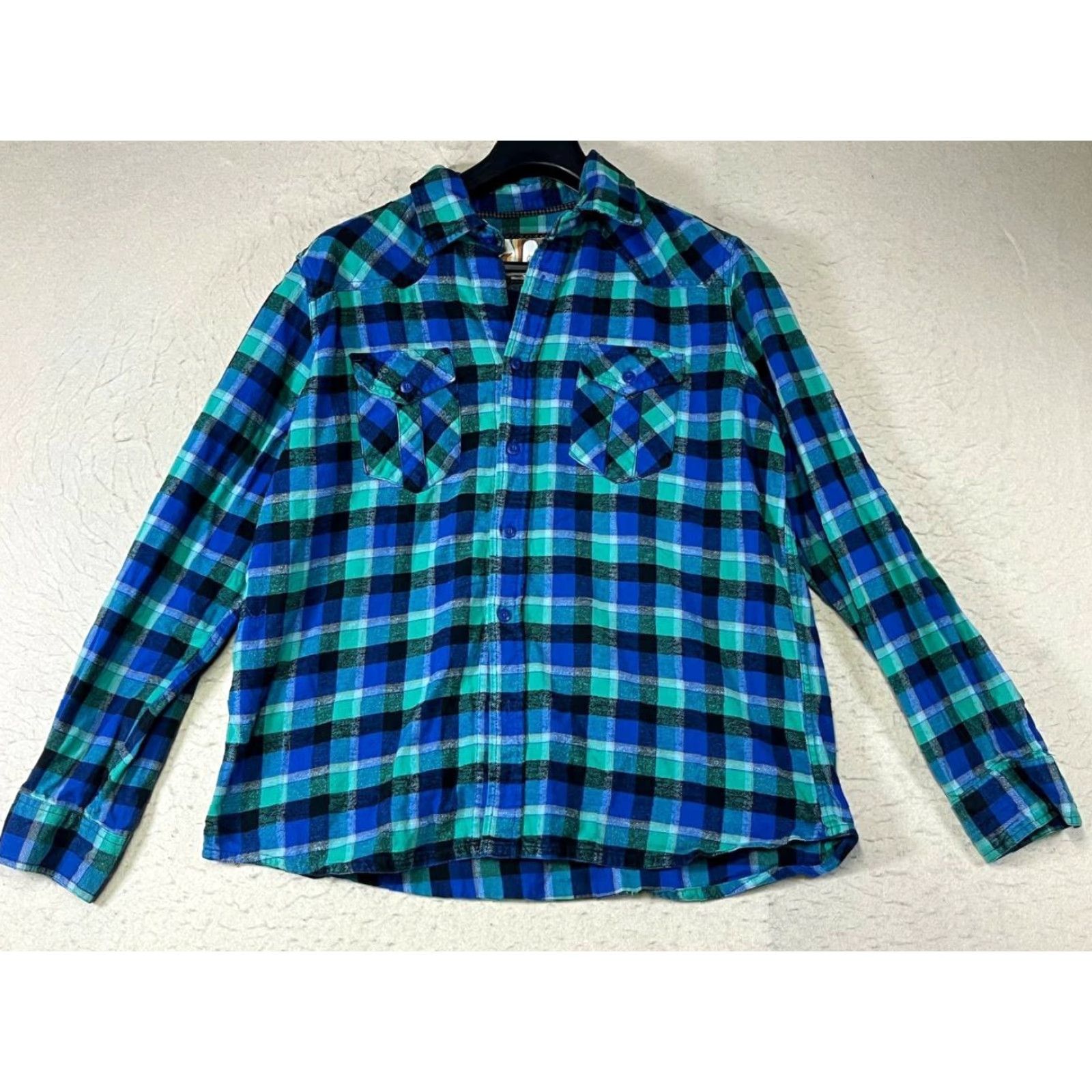 Vintage VINTAGE Op Button Up Shirt Men XL Plaid Long Sleeve Cotton Missing Buttons Pic Shirt Op Button Up XL Blue Cotton Plaid Casual Men Blues Boys? Size US XL / EU 56 / 4 - 2 Thumbnail