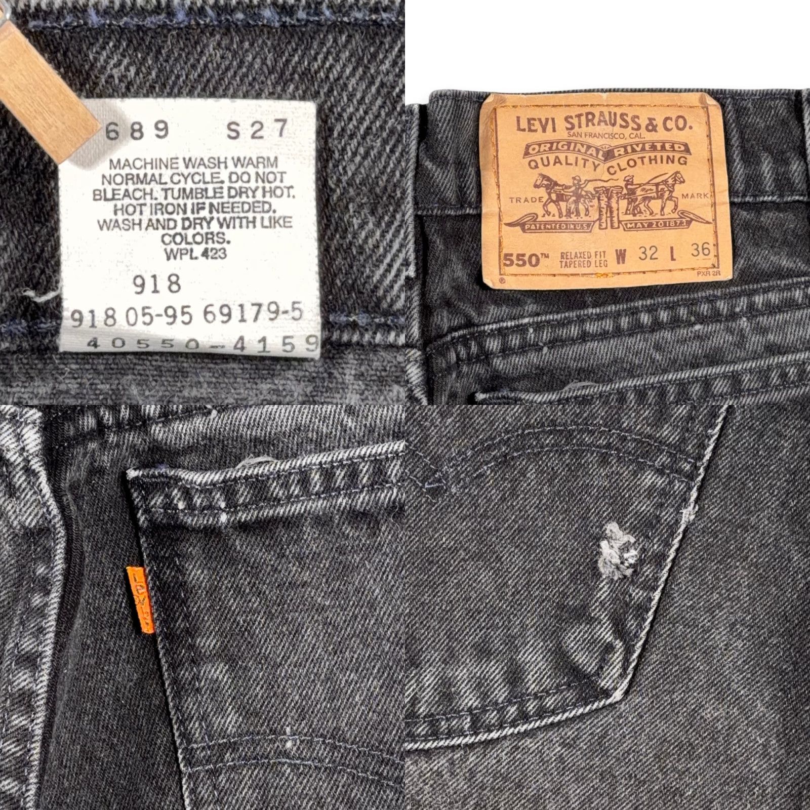 Levi's VINTAGE Levi's 550 Jeans Mens 32x36 Black Relaxed Fit Denim USA 90s Size US 32 / EU 48 - 8 Thumbnail