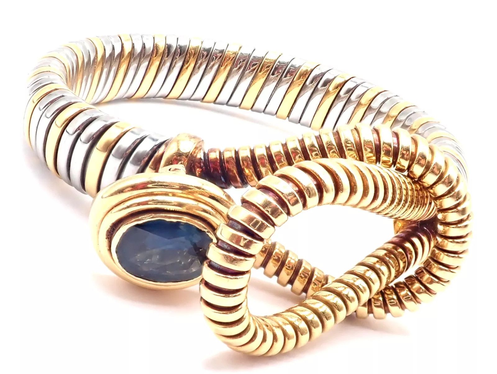 Cartier 18k Yellow Gold Steel London Blue Topaz Bracelet Size ONE SIZE - 8 Thumbnail