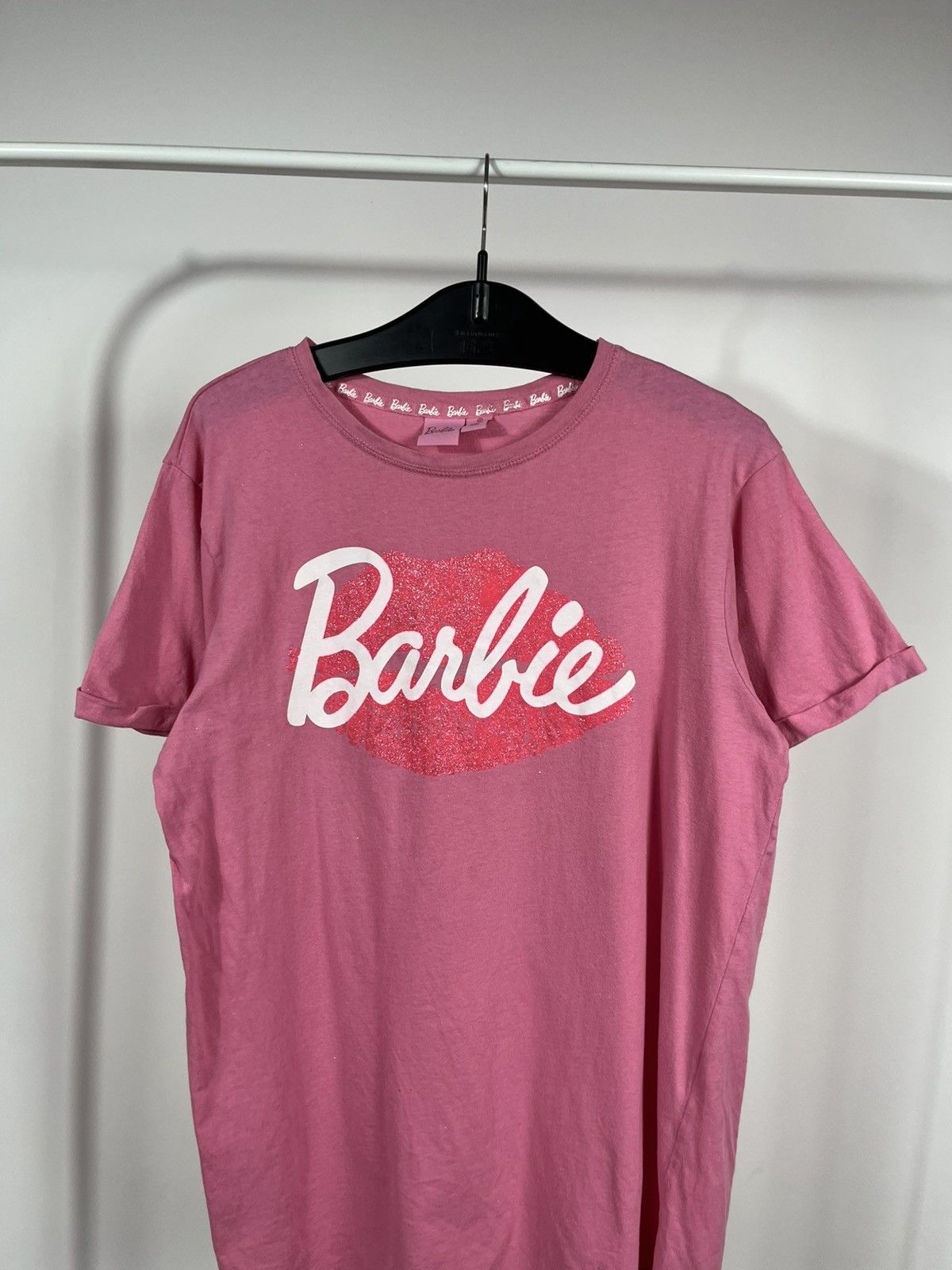 Other Barbie Pink Glitter Lips Logo Graphic T-Shirt Women’s Size L Size L / US 10 / IT 46 - 2 Thumbnail