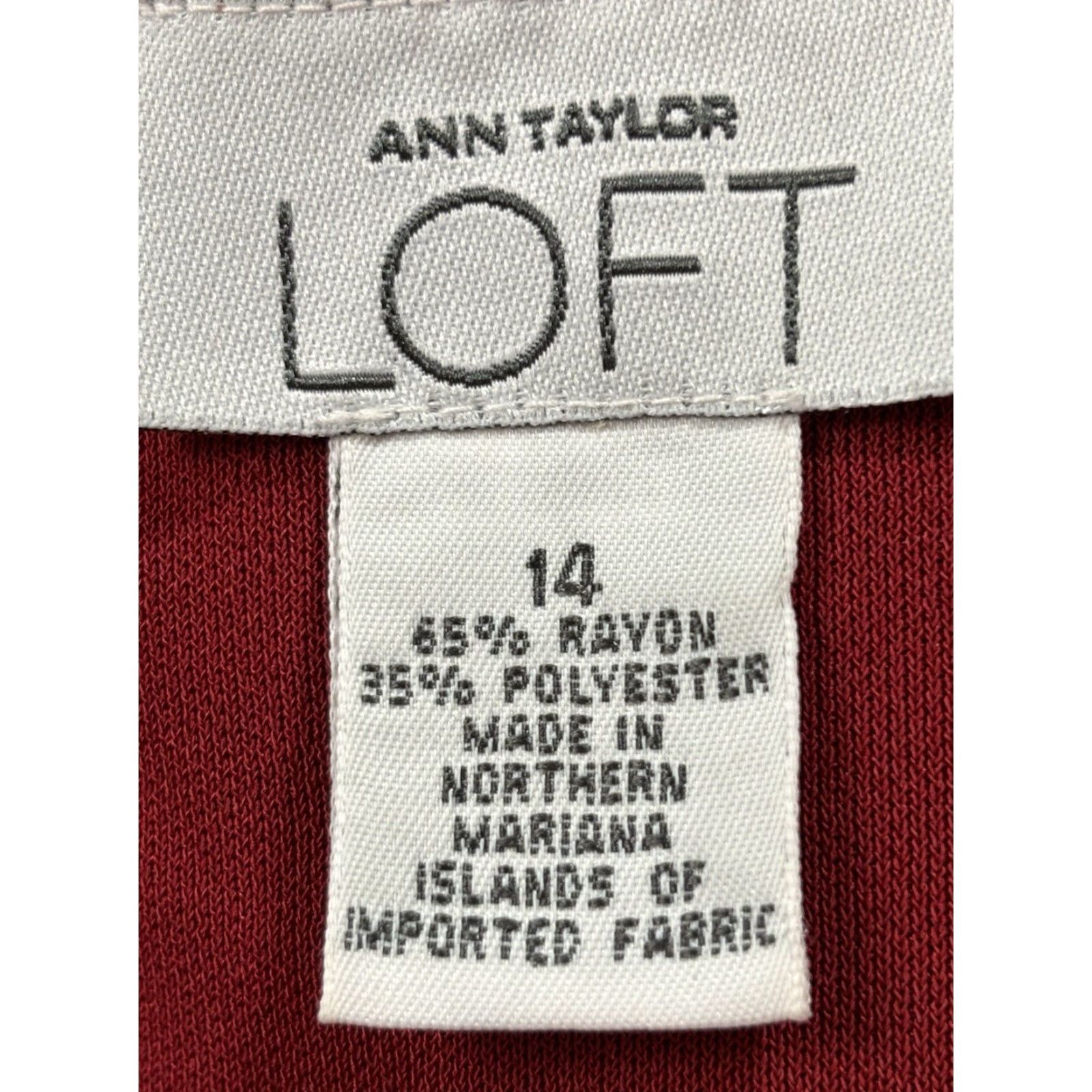 VINTAGE LOFT Ann Taylor LOFT tank Knee Length Dress 14 Women's Red Knit  Sleeveless Sheath V-
