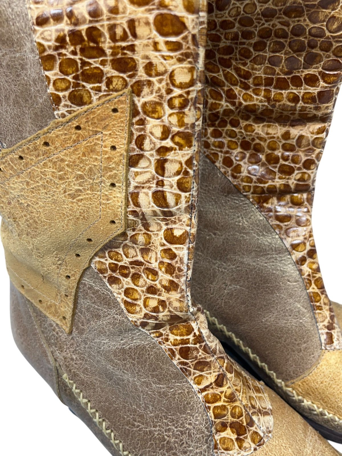 Cowboy Equipment Vintage Patchwork Leather Cowboy Boots Margiela Style Size US 9 / IT 39 - 12 Thumbnail