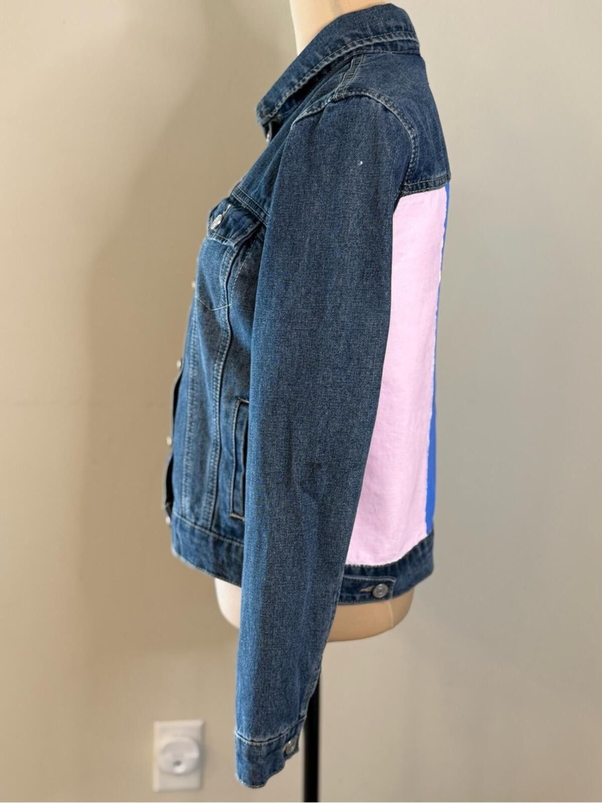Other Refuge painted color block denim jeans jacket SZ LG Size L / US 10 / IT 46 - 4 Thumbnail