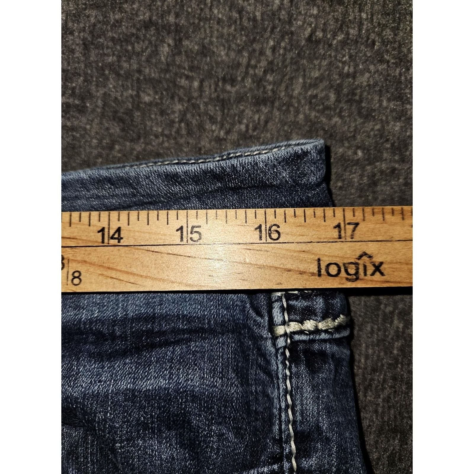 Miss Me Miss Me Jeans Womens 31 Blue Low-Rise Cropped Embellished Pockets JEB110EC Denim Rhinestone Embroidered 5-Pocket Jeans Womens Size 24" / US 00 / IT 34 - 4 Thumbnail