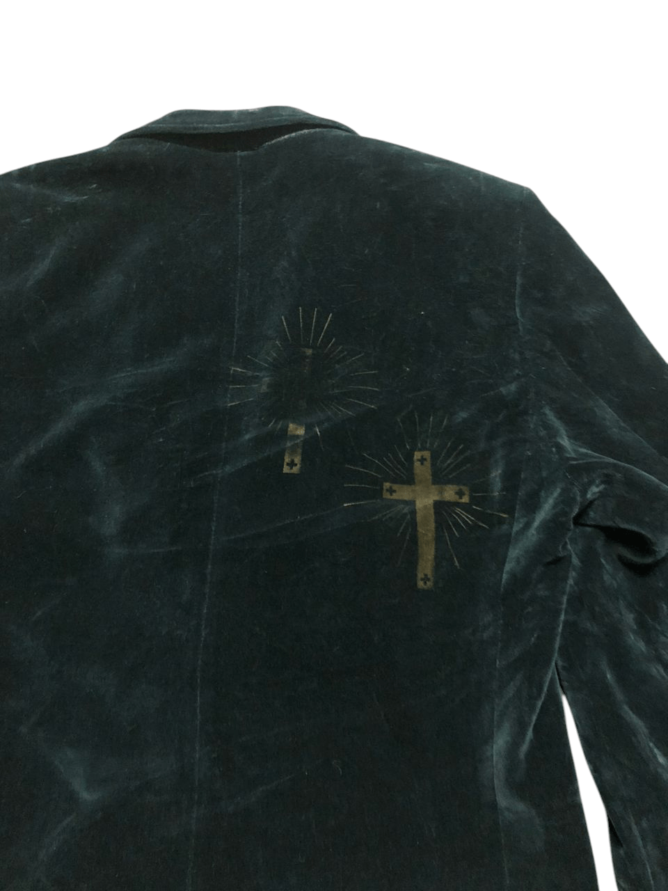 N.Hoolywood N.HoolyWood Green Velvet Blazer Design Cross Printed Size US S / EU 44-46 / 1 - 8 Thumbnail