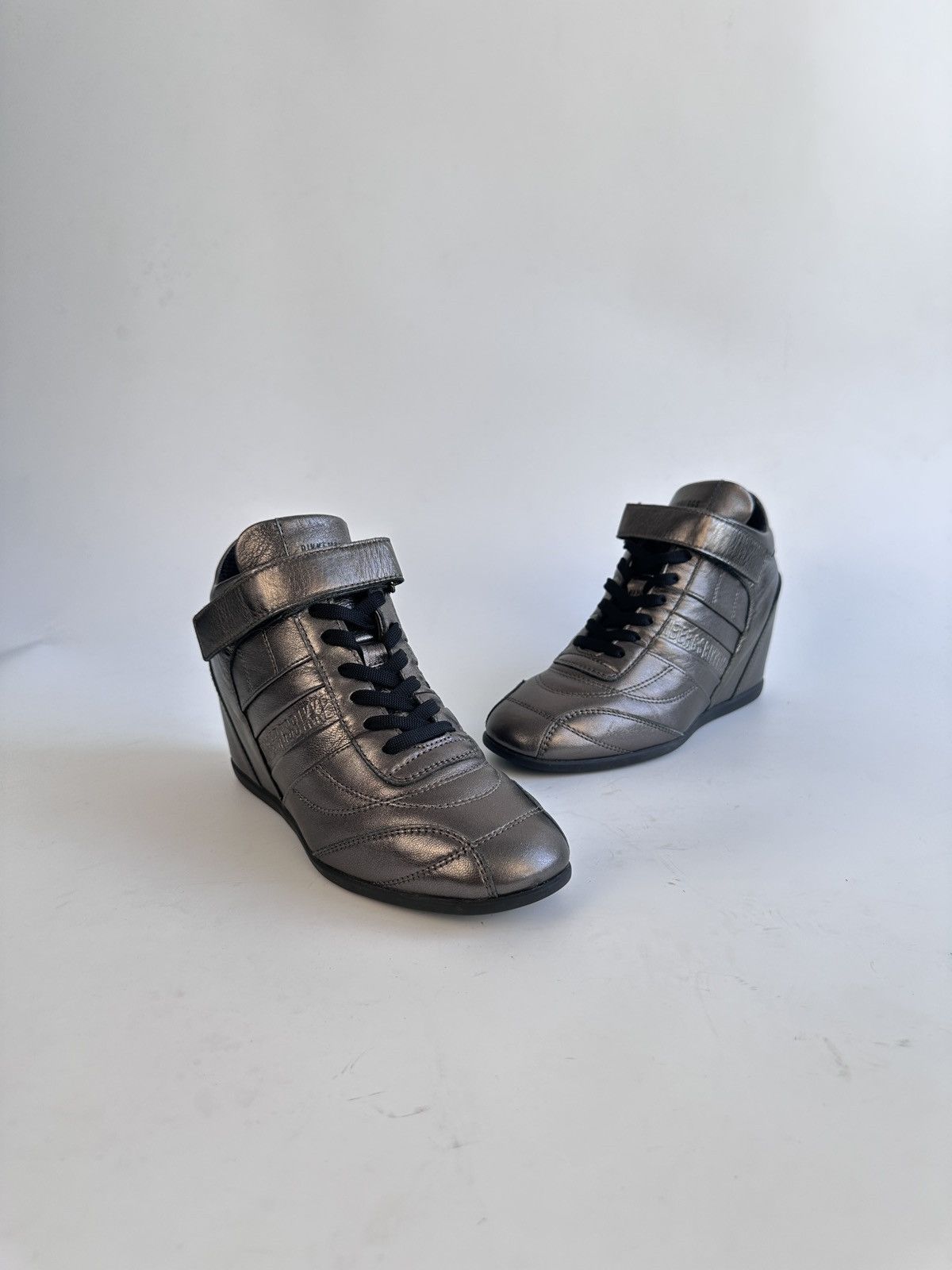 Dirk Bikkembergs Bikkembergs Gunmetal Metallic Wedge Sneakers Size EU 36 Size US 6 / IT 36 - 2 Thumbnail