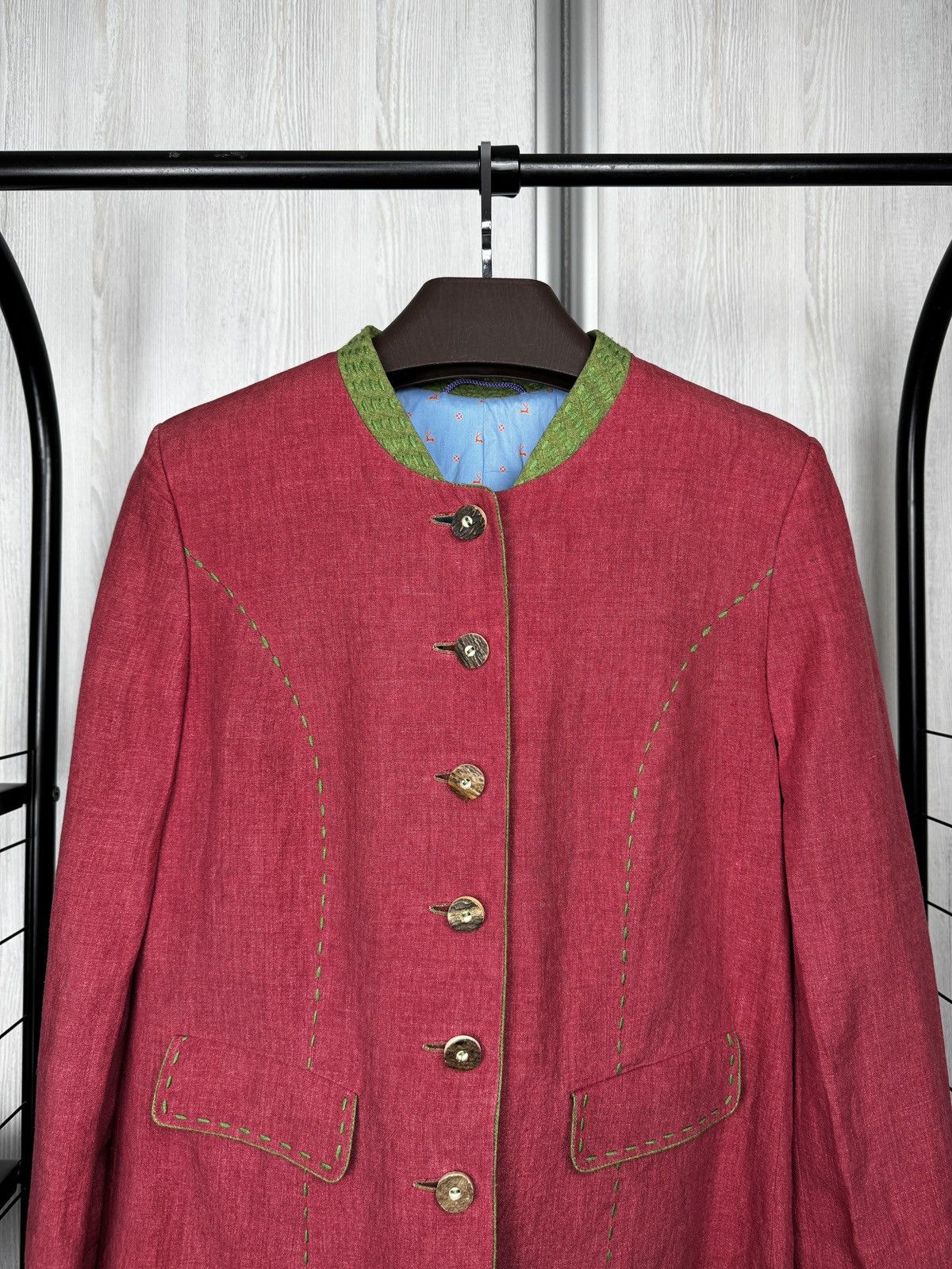 Other Habsburg Antoinette Red Linen Traditional blazer jacket 42 Size L / US 10 / IT 46 - 3 Thumbnail