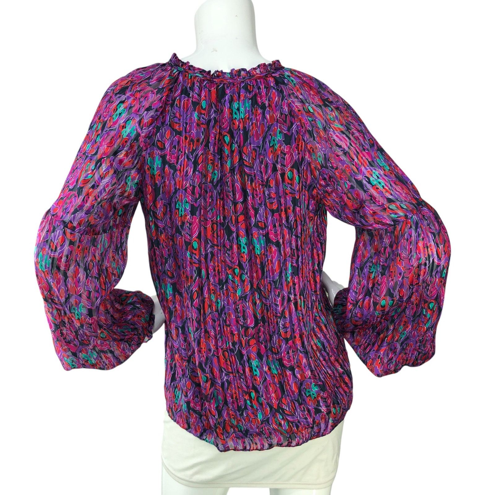 Ramy Brook Ramy Brook Sz S Top Luanne Leaf Stripe Print Ruffled Keyhole Size S / US 4 / IT 40 - 7 Thumbnail