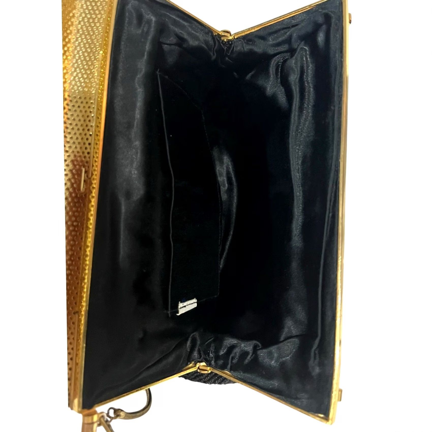 Vintage VINTAGE Black Beaded Evening Purse Clutch Handbag Amber Abalone Shell Clasp Women Size ONE SIZE - 4 Thumbnail