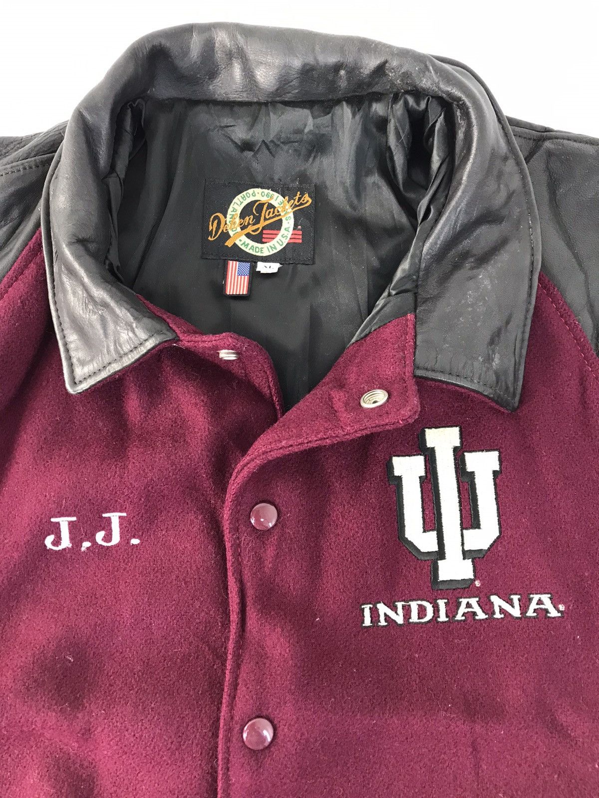 Vintage Dehen Indianna Varsity Jacket Leather Sleeve Wool Inner Size US XL / EU 56 / 4 - 3 Thumbnail