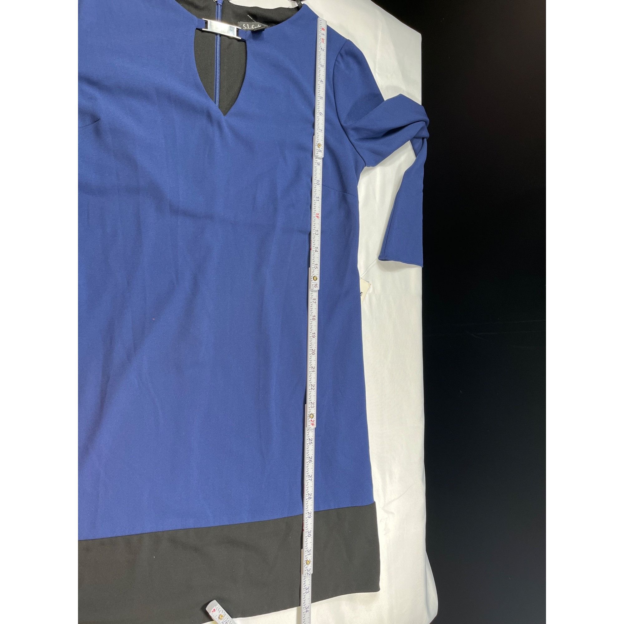 Designer S.L. Fashions SKU 7581 Womens Blue and Black Colorblock Dres Size M / US 6-8 / IT 42-44 - 11 Thumbnail