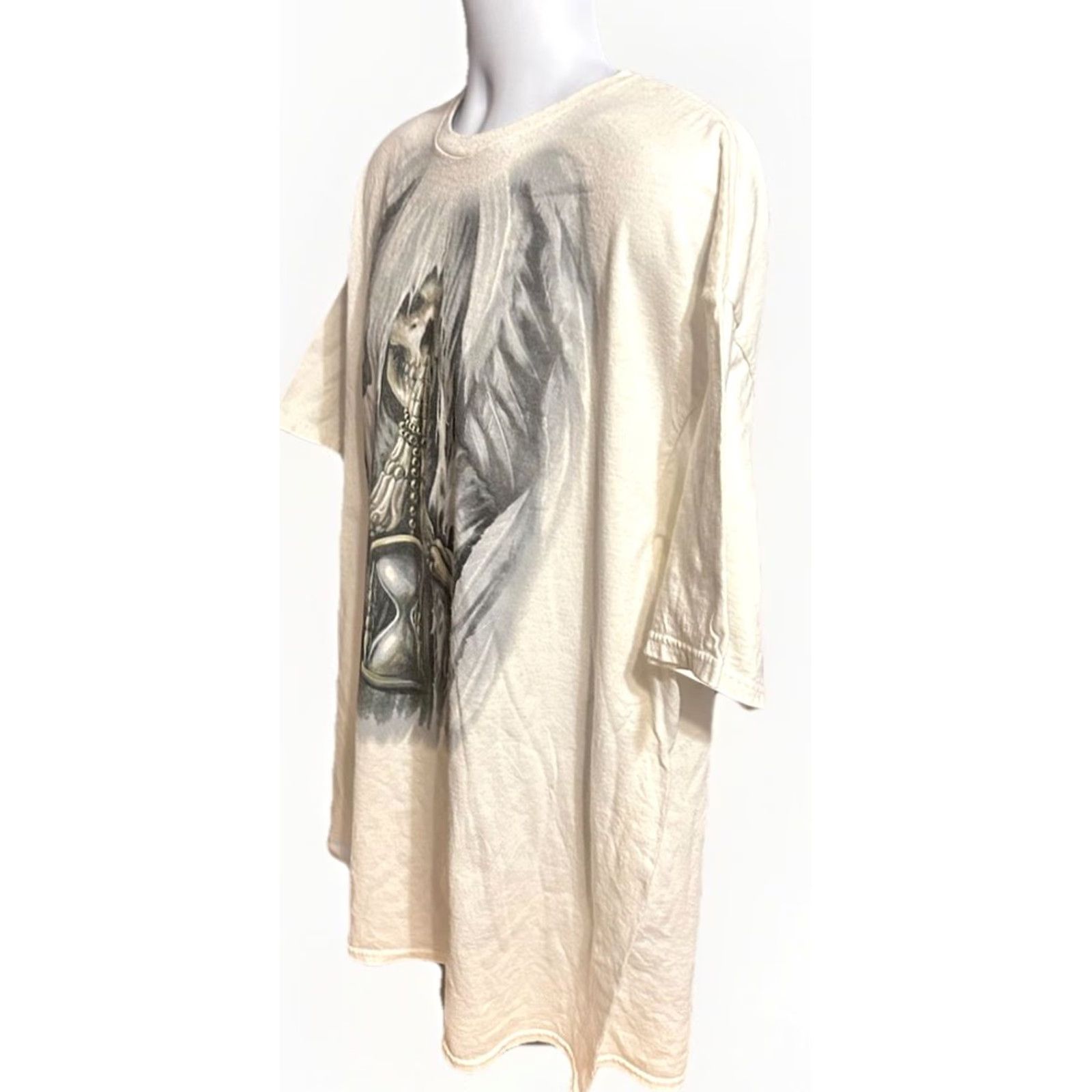 Vintage VINTAGE Delta Pro Weight Shirt Mens 3XL White Short Sleeve Grim Reaper Skull Death Wings Logo T-Shirt Size US XXL / EU 58 / 5 - 3 Thumbnail