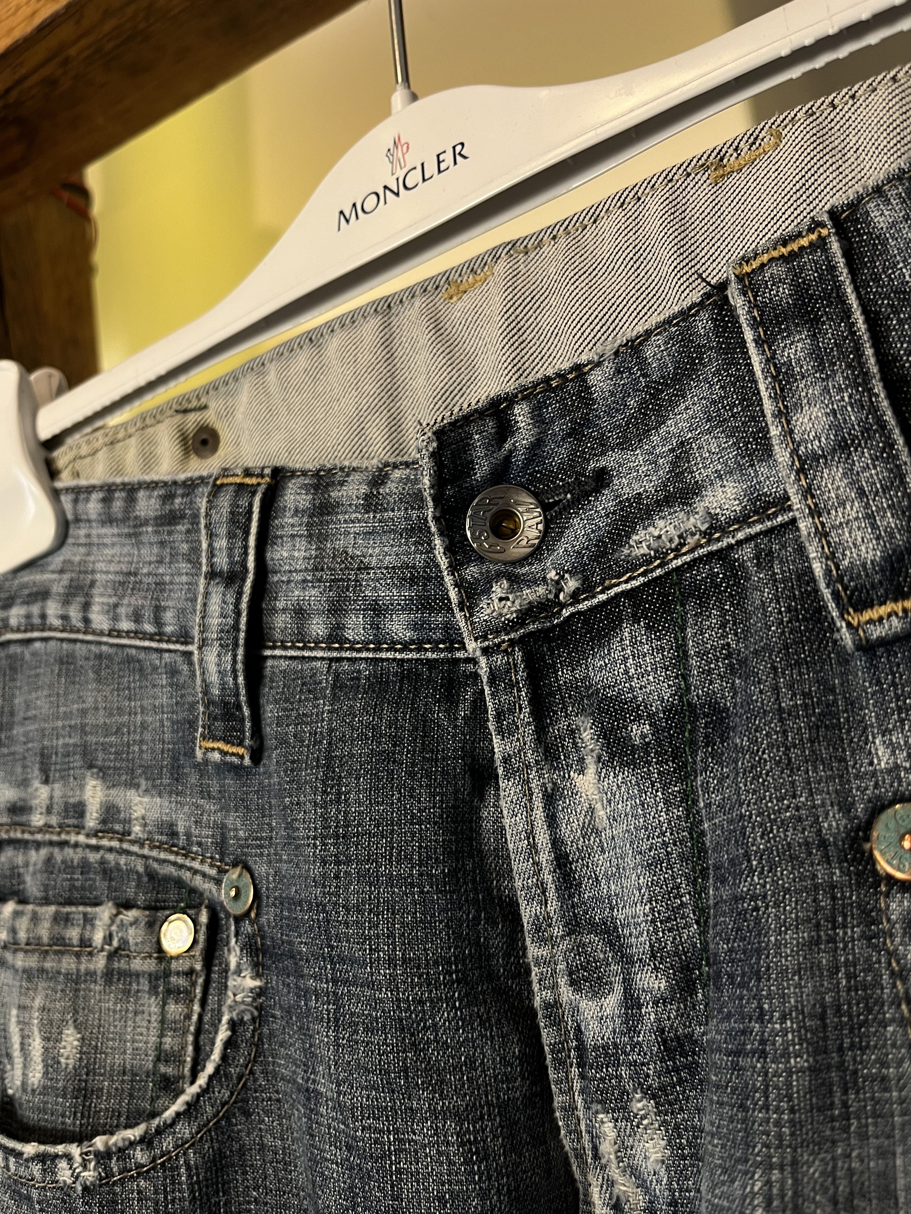 G-Star × Japanese Brand Distressed 90s G Star Raw Embroidered Logo Baggy Jeans Size US 31 - 6 Thumbnail