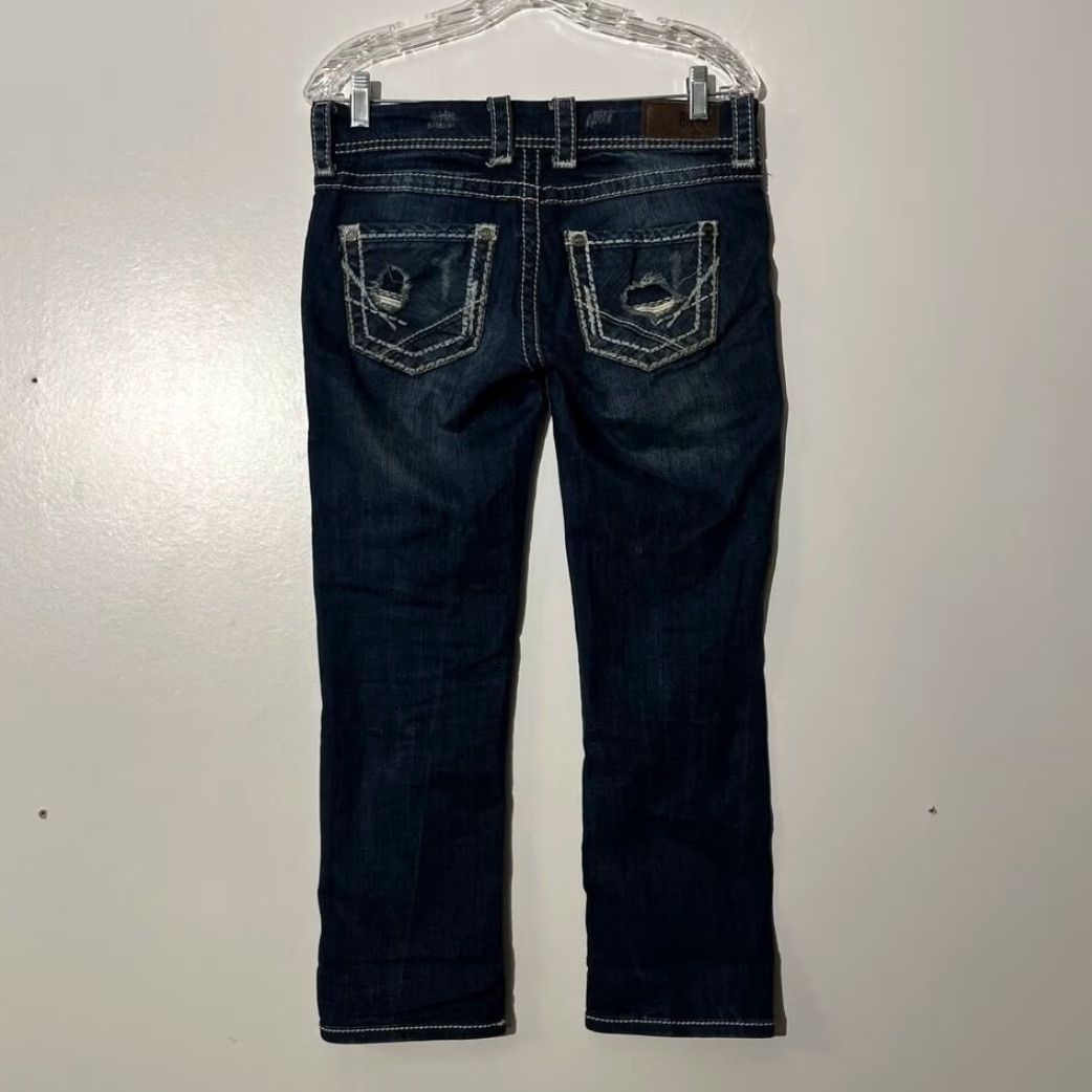 BKE BKE Sabrina Jeans Womens 27 Dark Wash Straight Leg Distressed 5-Pocket Denim M7 Size 27" / US 4 / IT 40 - 3 Thumbnail