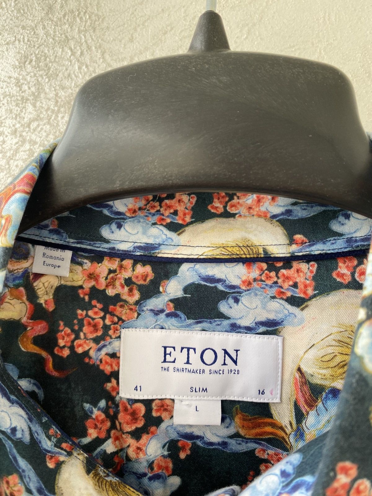 Eton Eton Mens AOP Gin Japanese Style Signature Twill Shirt Size US L / EU 52-54 / 3 - 6 Thumbnail