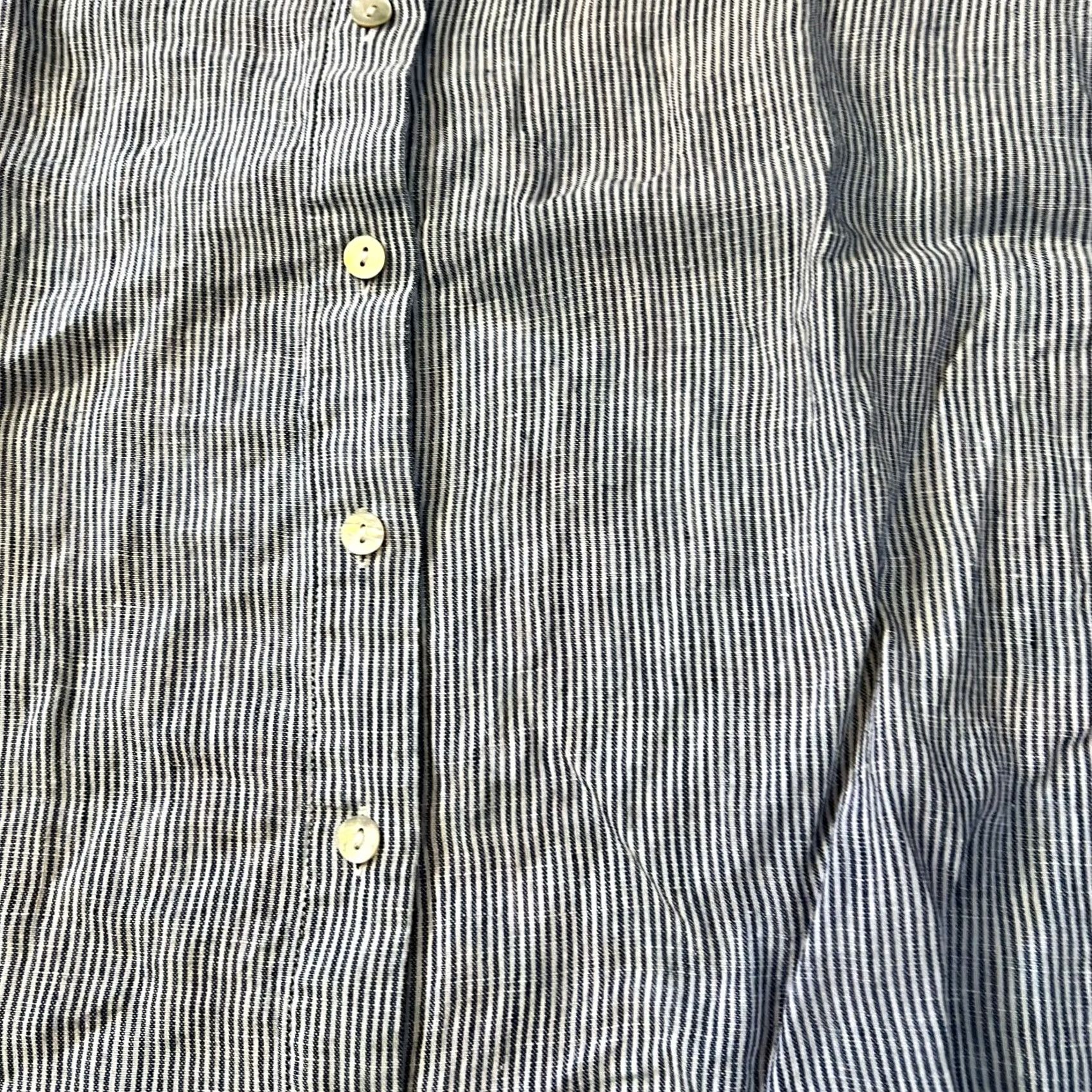 J. Jill J.Jill Shirt Womens Medium Floral Back Striped Linen Cotton Short Sleeve Boho Blue Button-Up Shirts M Womens Size M / US 6-8 / IT 42-44 - 2 Thumbnail
