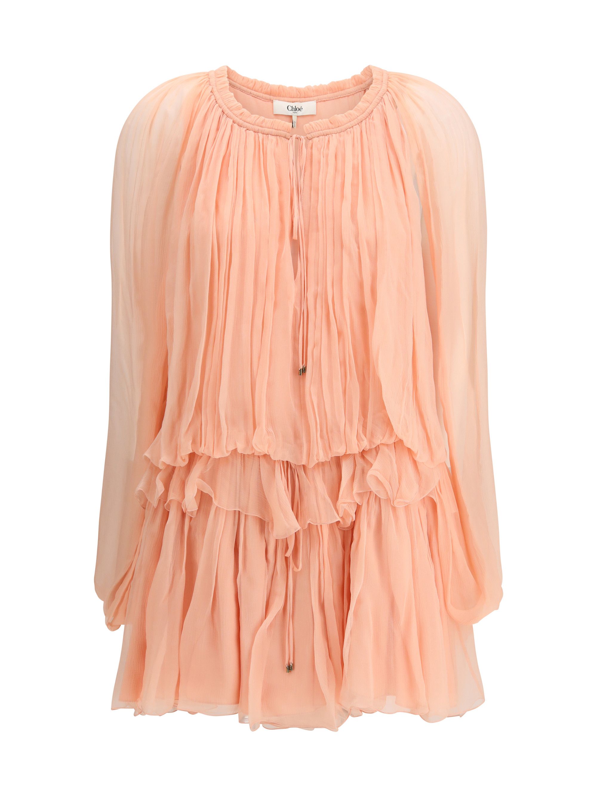 Chloe Mini Dress with cape in silk muslin Size M / US 6-8 / IT 42-44 - 1 Thumbnail