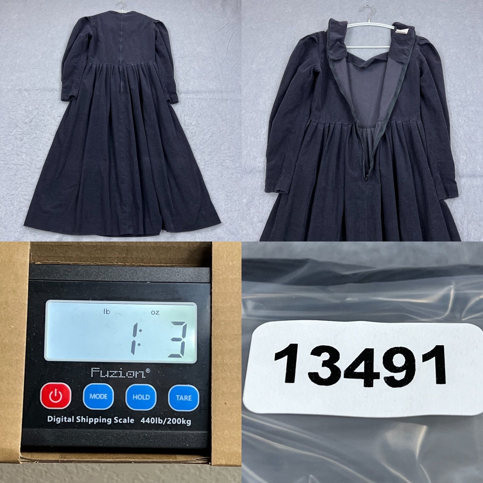 Laura Ashley VTG Laura Ashley Dress Women's 10 Blue Corduroy Puff Sleeve Midi A-Line Prairie Bohemian 70s 80s 90s Womens Size L / US 10 / IT 46 - 8 Thumbnail