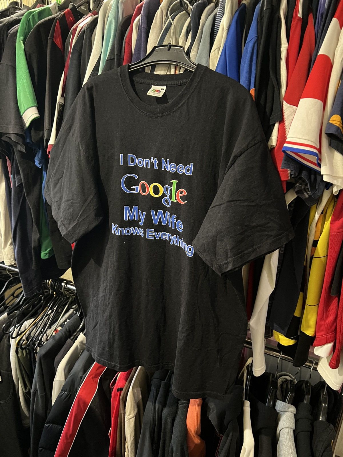 Band Tees × Microsoft × Vintage VINTAGE I DON’T NEED GOOGLE MY WIFE KNOWS EVERYTHING T SHIRT Size US XL / EU 56 / 4 - 1 Thumbnail