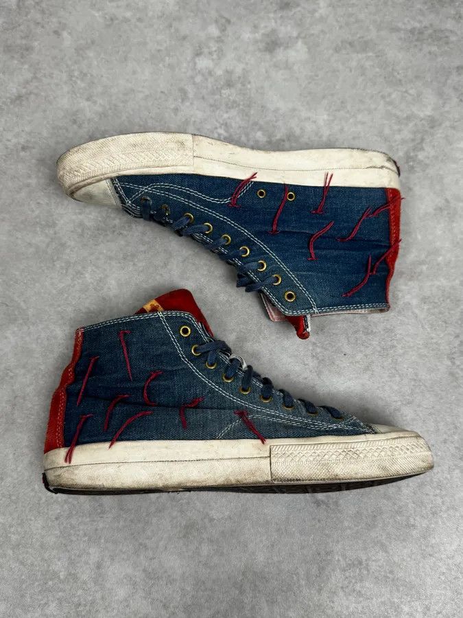Visvim Visvim Skagway Navy Distressed Denim High Sneakers Size US 11 / EU 44 - 2 Thumbnail