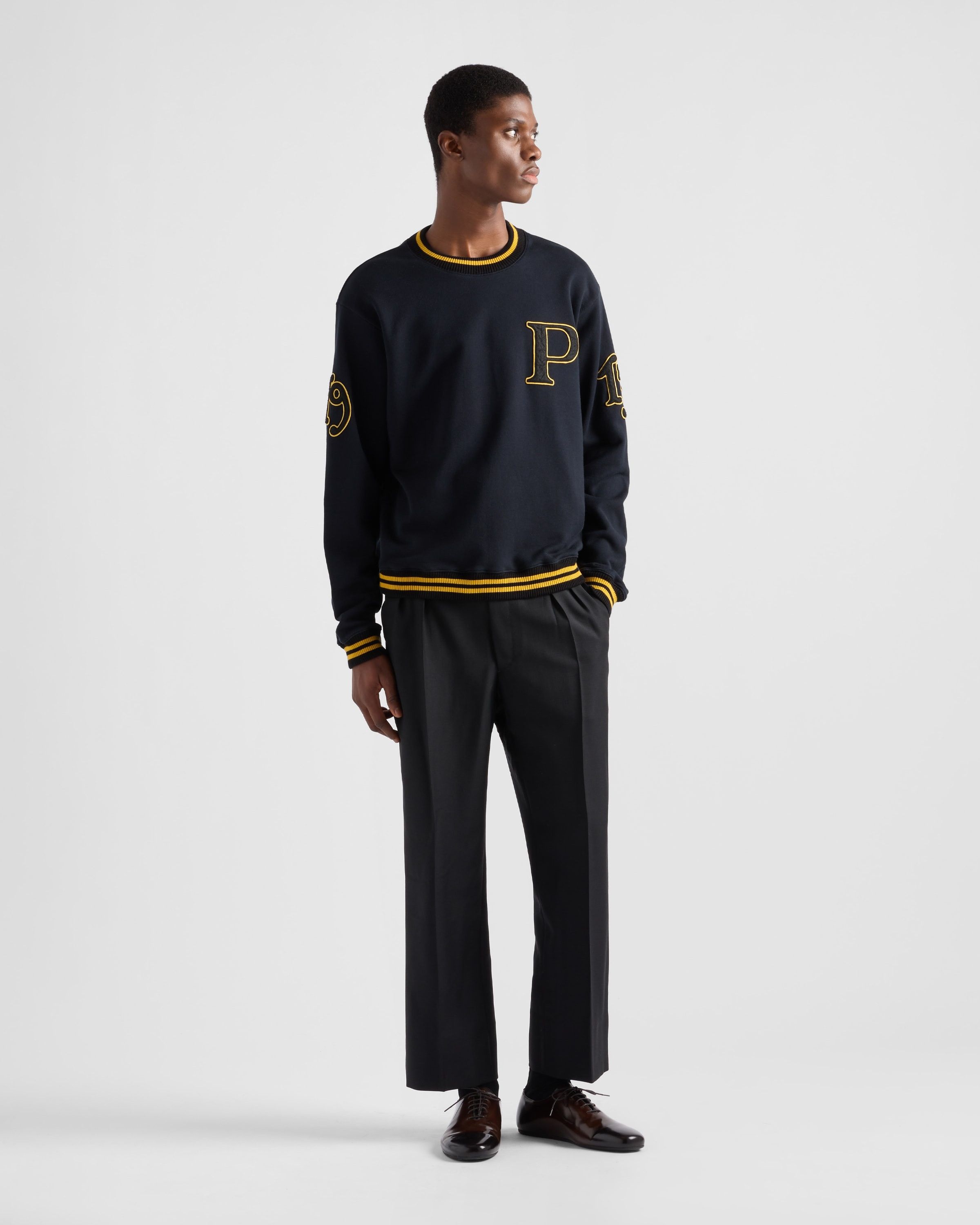 Prada o1la1rc1a0925 Cotton Fleece Sweatshirt in Navy Size US M / EU 48-50 / 2 - 2 Thumbnail