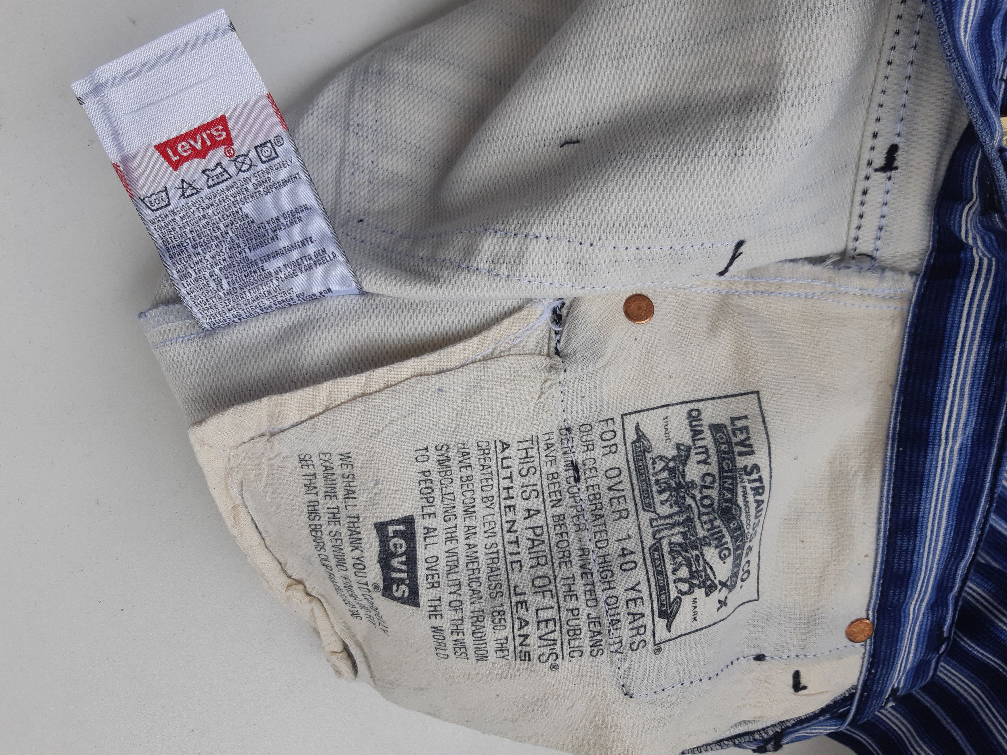 Levi's Vintage 90s LEVIS 501 Original Fit USA Hickory Stripe NWT Size 29" - 9 Thumbnail