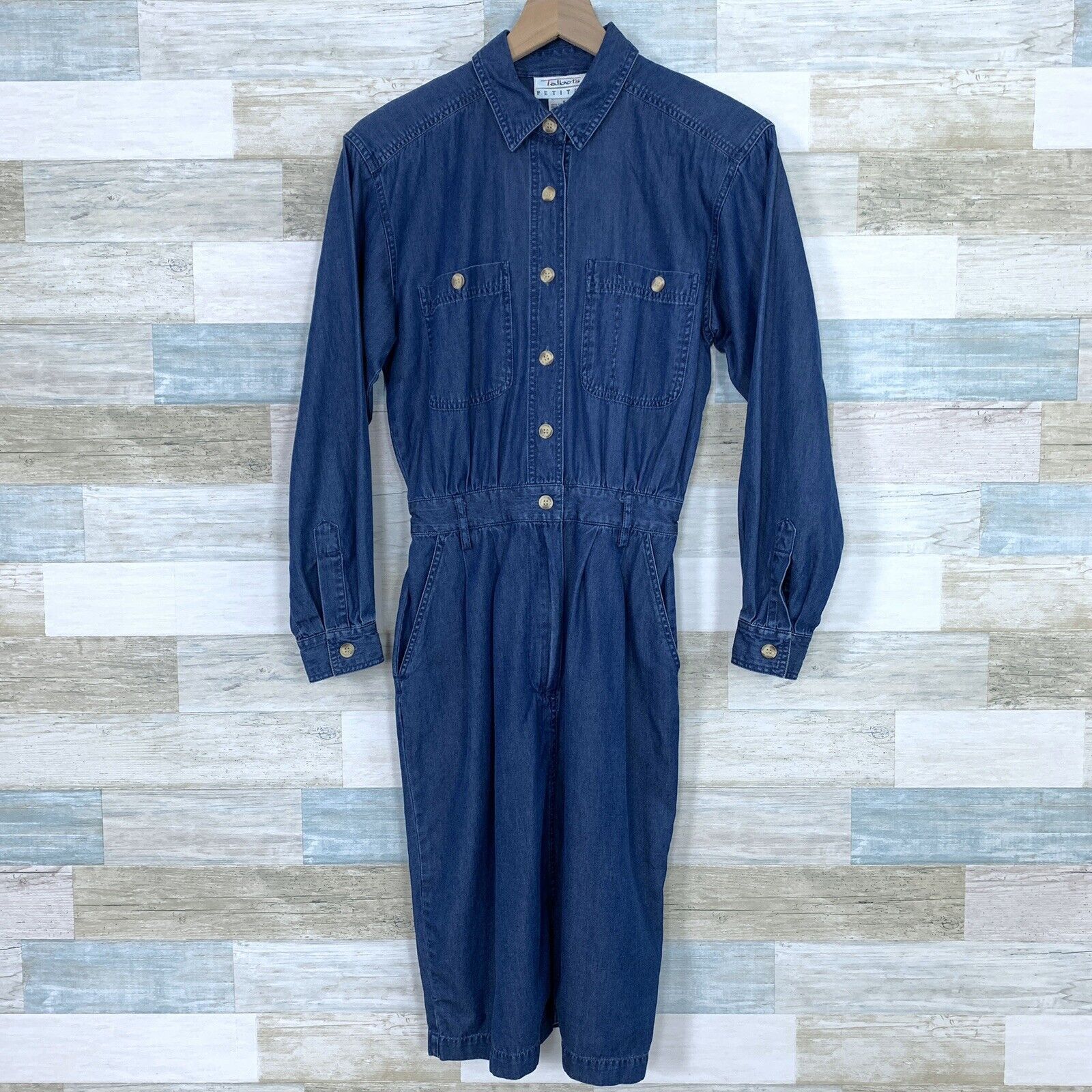 Other Talbots Chambray Midi Shirt Dress Blue Cottagecore VTG 90 6P Size M / US 6-8 / IT 42-44 - 2 Thumbnail