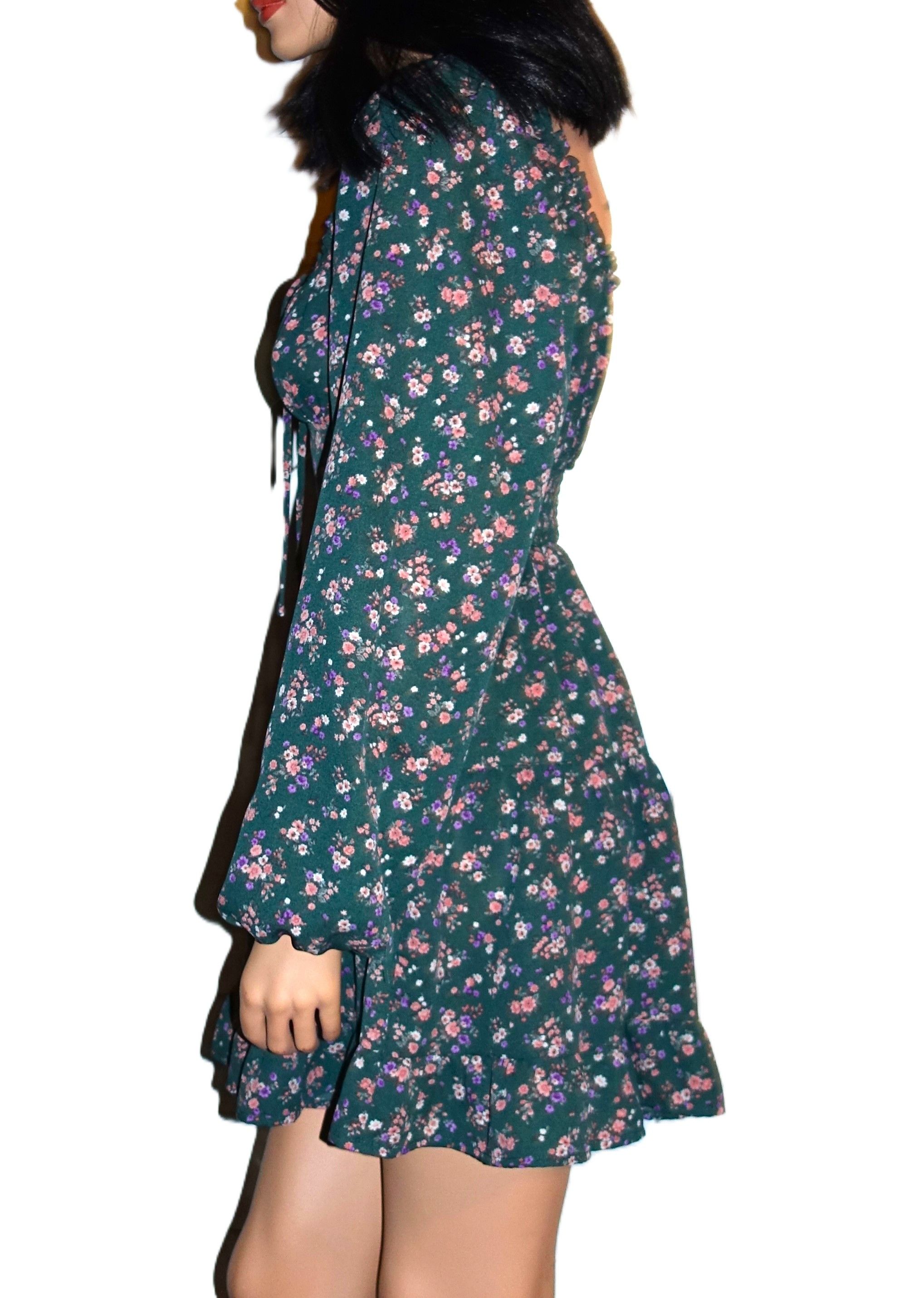 Forever 21 Forever 21 Green Floral Peasant Dress S Size S / US 4 / IT 40 - 3 Thumbnail