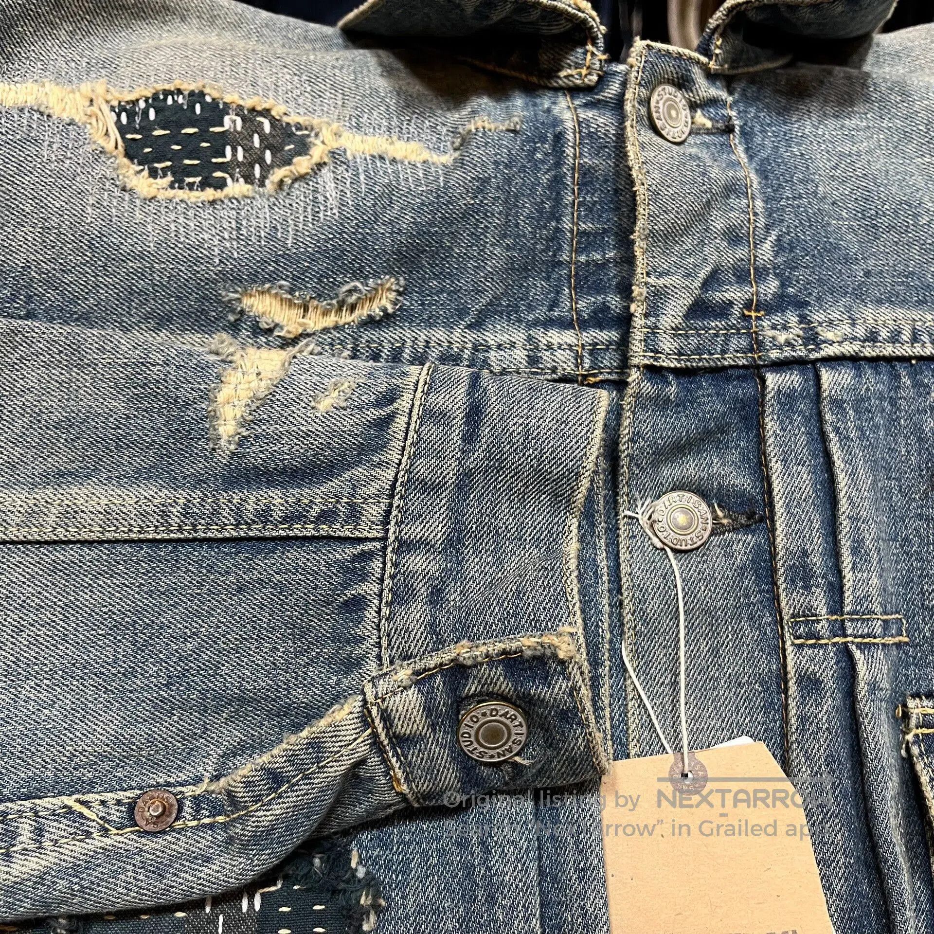 Studio D'Artisan Studio D'Artisan Distressed Denim Jacket. Size US XXS / EU 40 - 8 Thumbnail