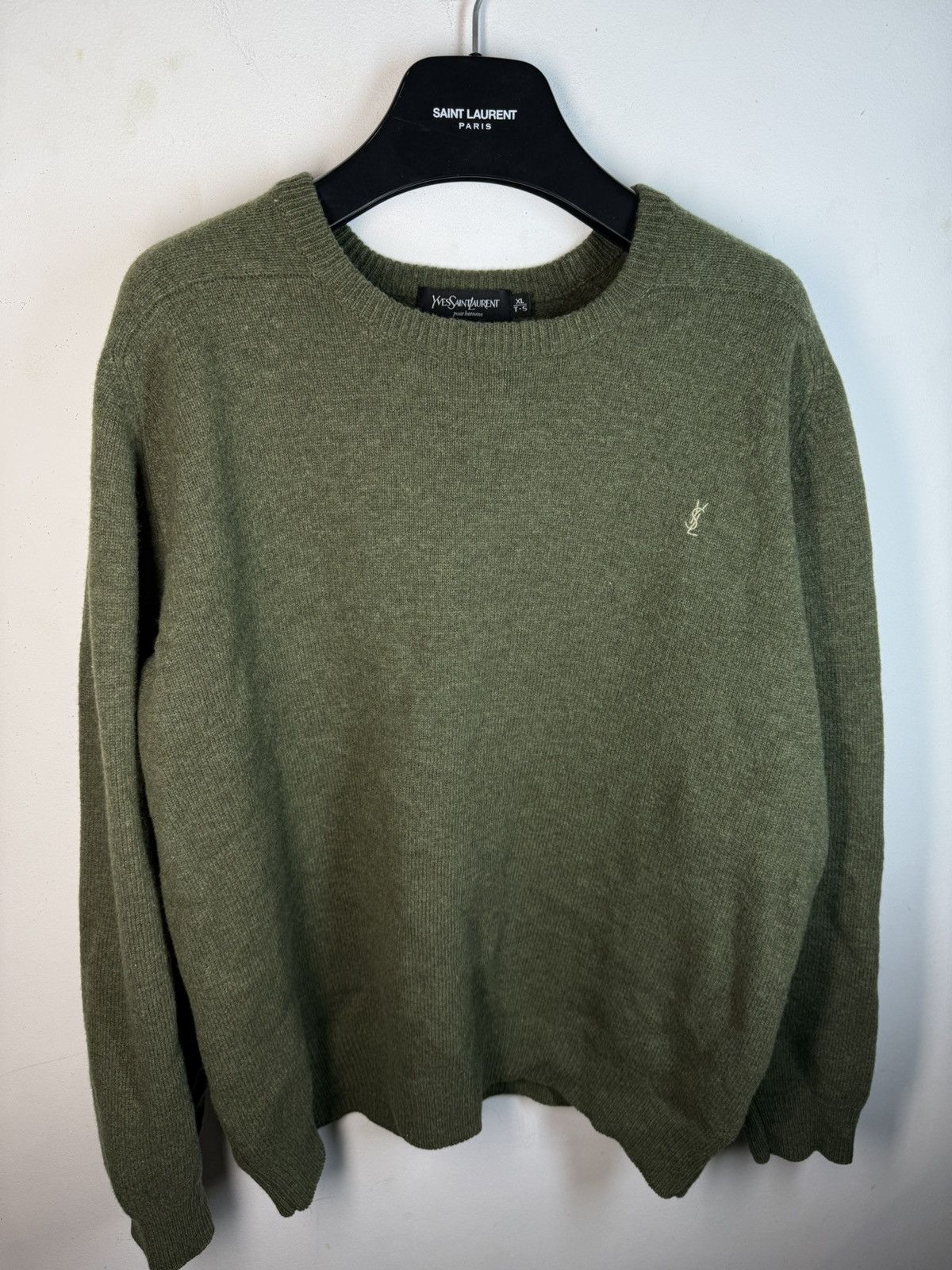 Yves Saint Laurent 90s Wool YSL Sweater Green Soft knitted YSL Sweatshirt Size US XL / EU 56 / 4 - 1 Thumbnail
