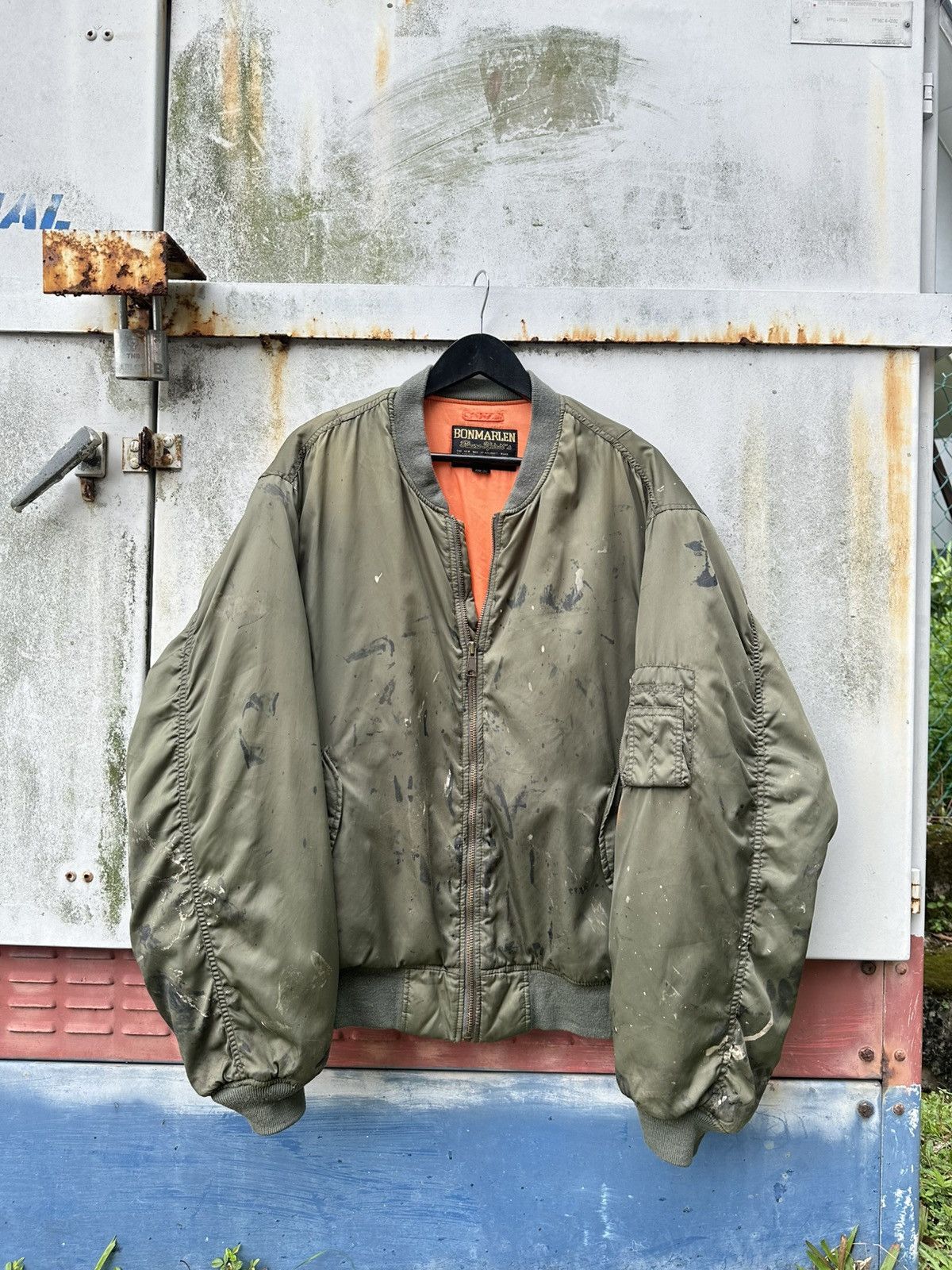 Vintage 🪖Vintage THRASHED MA-1 Man Intermediate Bomber Jacket Size US XXL / EU 58 / 5 - 2 Thumbnail