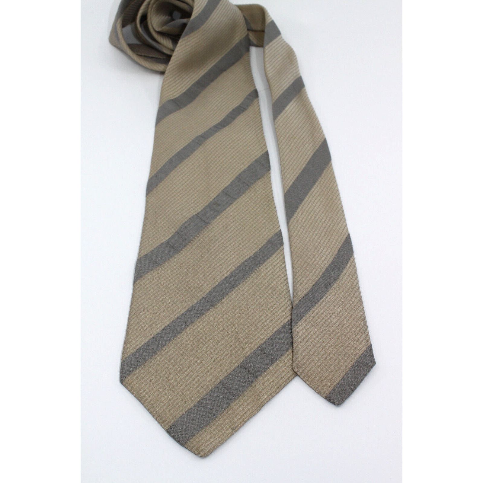 Corneliani Necktie Tie authentic Men's Purple Black Beige Silver Striped Silk Made in Ital