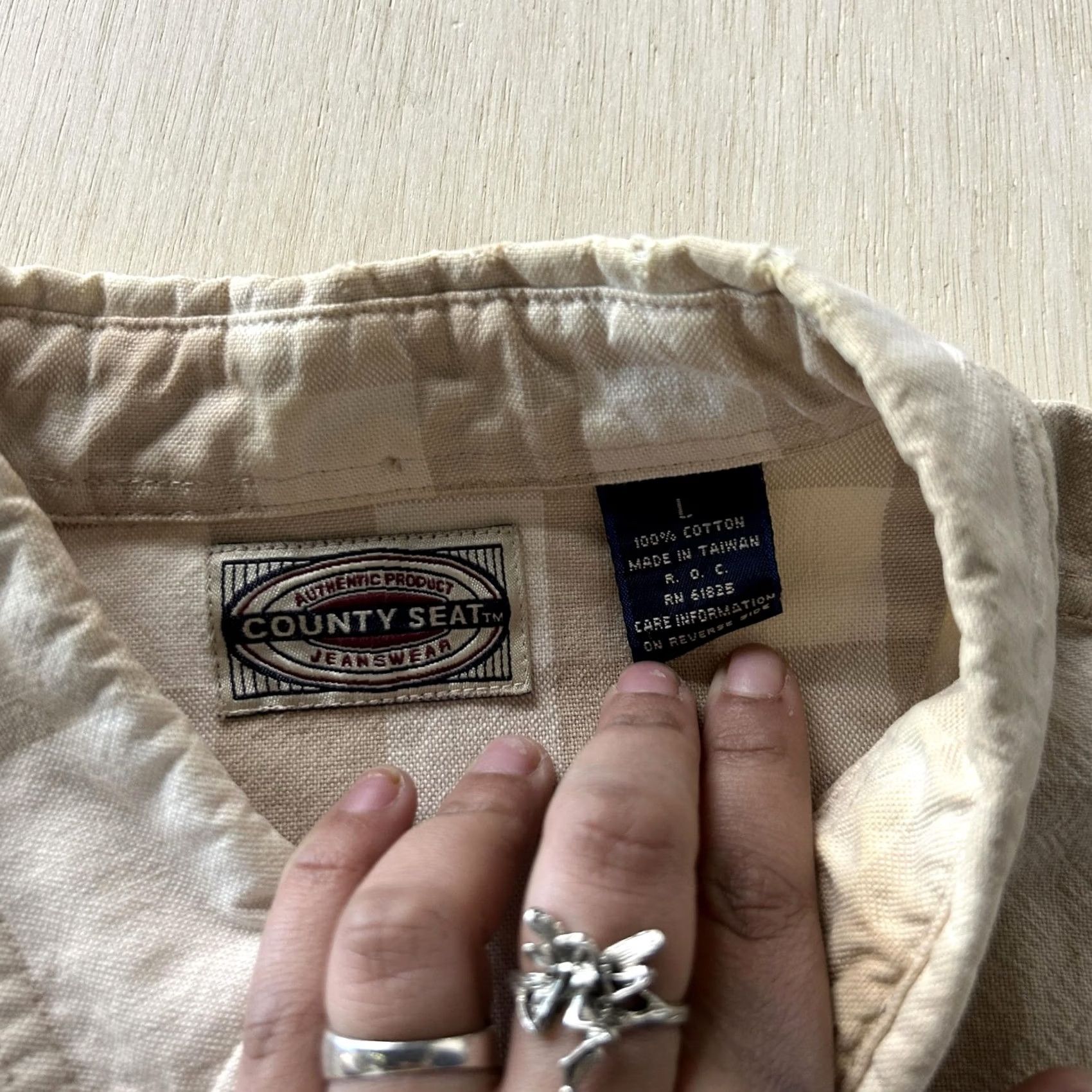 Vintage VINTAGE County Seat Shirt Mens Large Beige Plaid Long Sleeve Button Up Workwear Size US L / EU 52-54 / 3 - 6 Thumbnail
