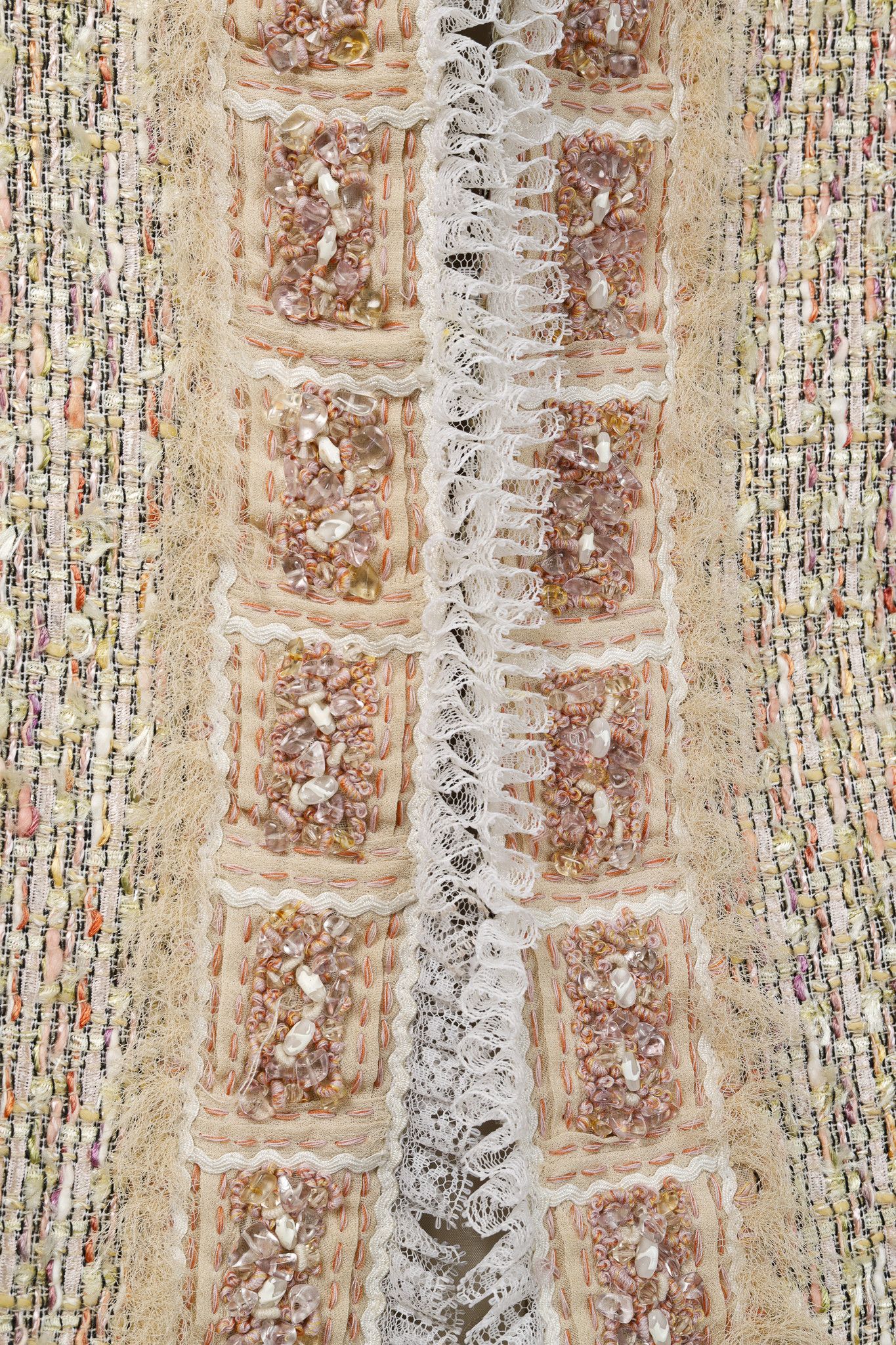 Escada Escada Yellow & Pink Tweed Embellished Lace-Trim Jacket Size M / US 6-8 / IT 42-44 - 7 Thumbnail