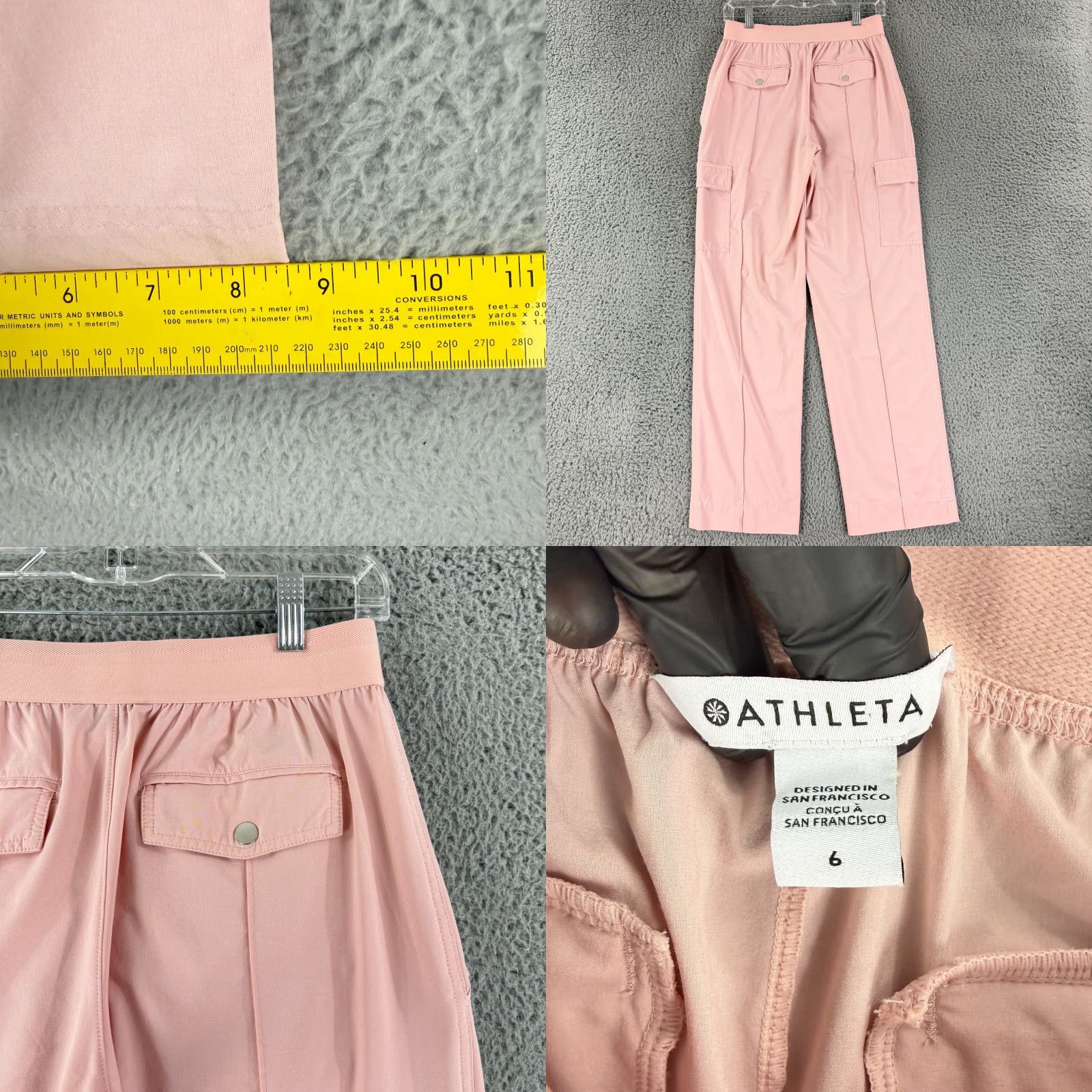 Athleta Athleta Vienna Cargo Pant Womens Pink Wide Leg High-Rise Lightweight Size 6 Size 28" / US 6 / IT 42 - 8 Thumbnail