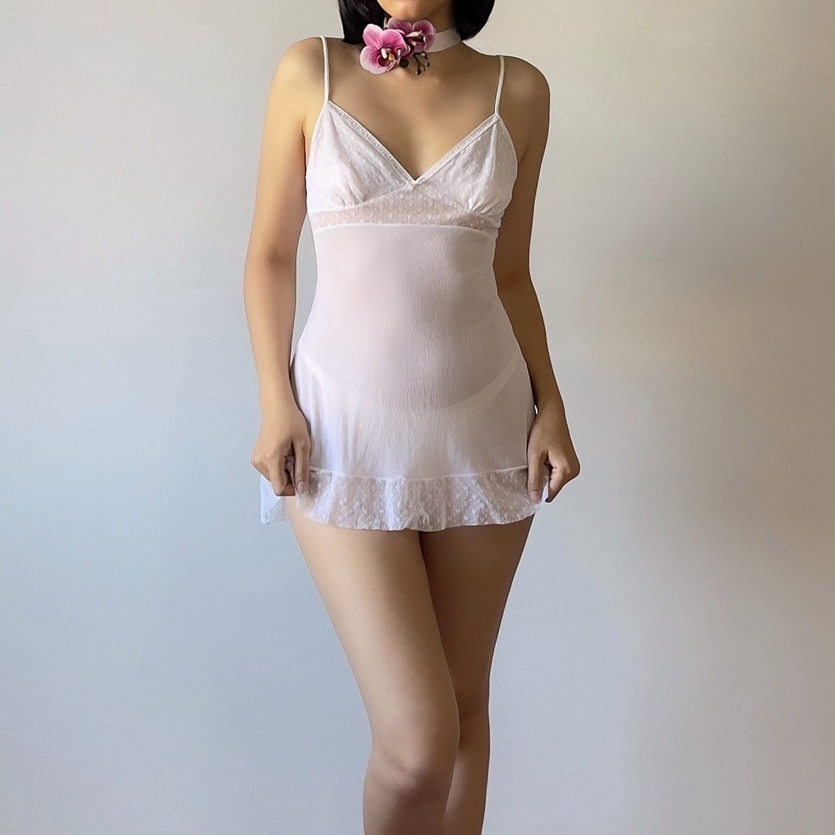 Victoria's Secret Victoria’s Secret 2000s White Mesh Mini Slip Dress (S–M) Size M / US 6-8 / IT 42-44 - 3 Thumbnail