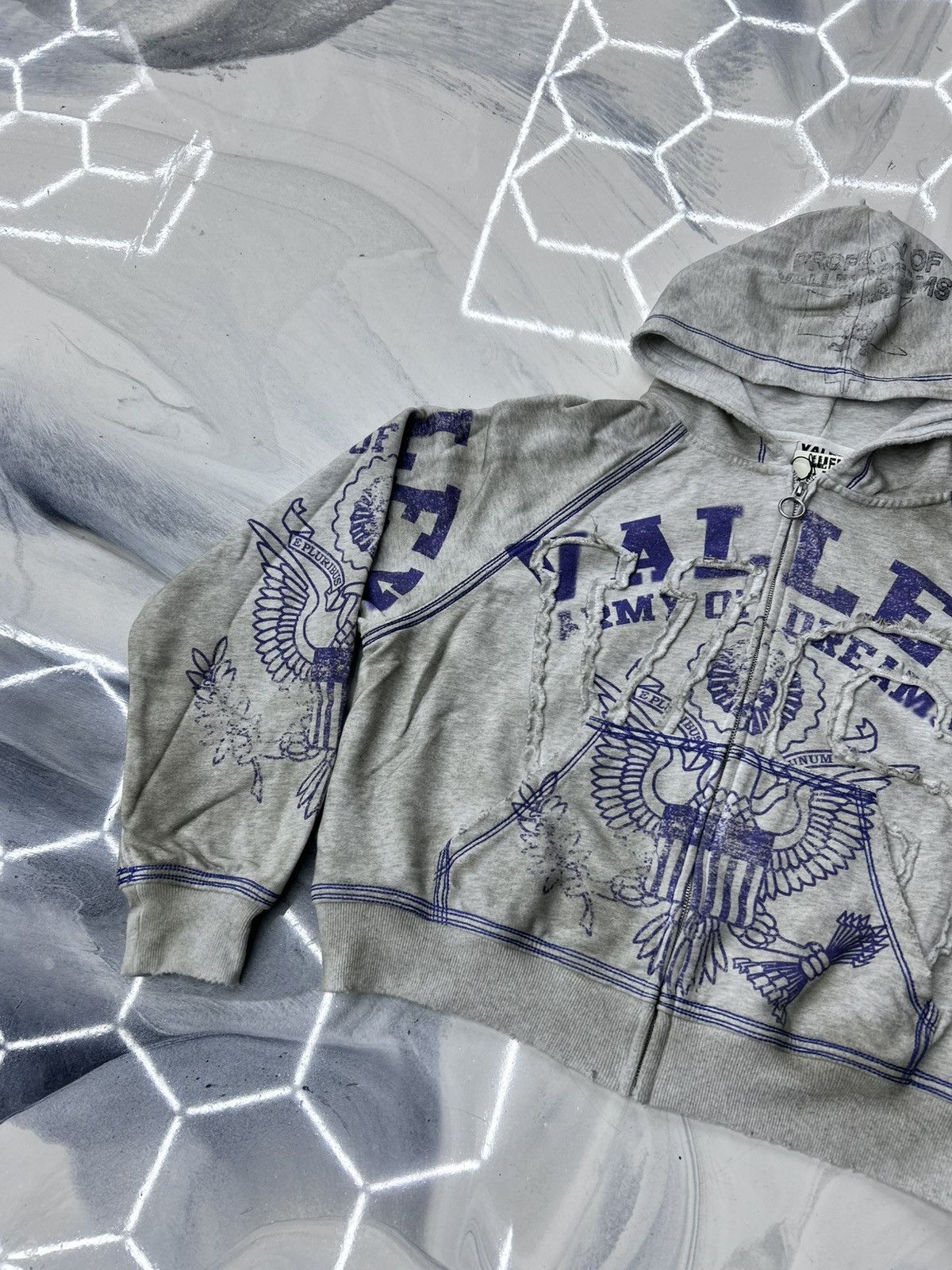 Vale Vale Army Zip Up Hoodie Grey Blue Size M Size US M / EU 48-50 / 2 - 5 Thumbnail