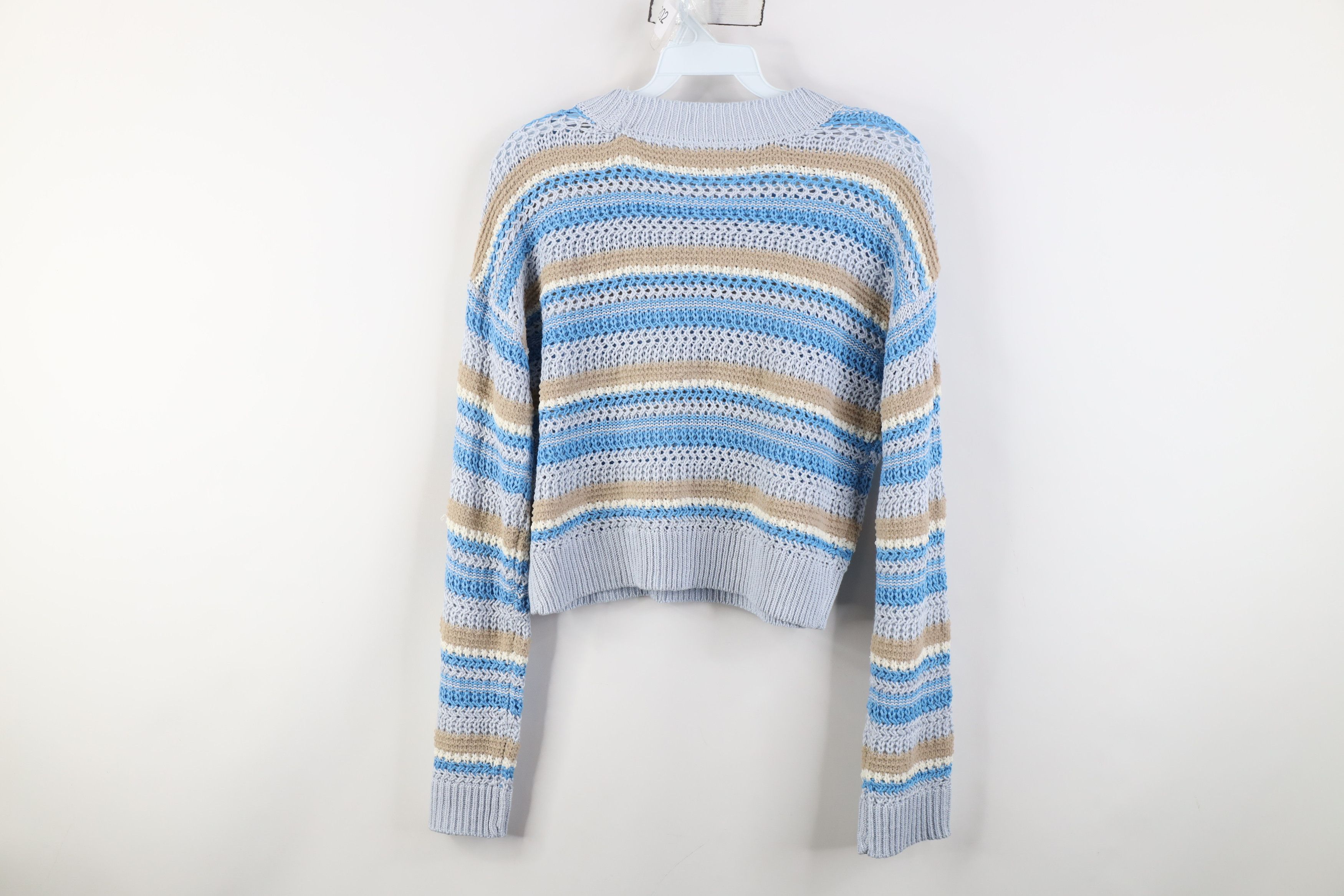 Vintage Vintage 90s Y2K Streetwear Striped Crochet Knit Sweater Size S / US 4 / IT 40 - 8 Thumbnail