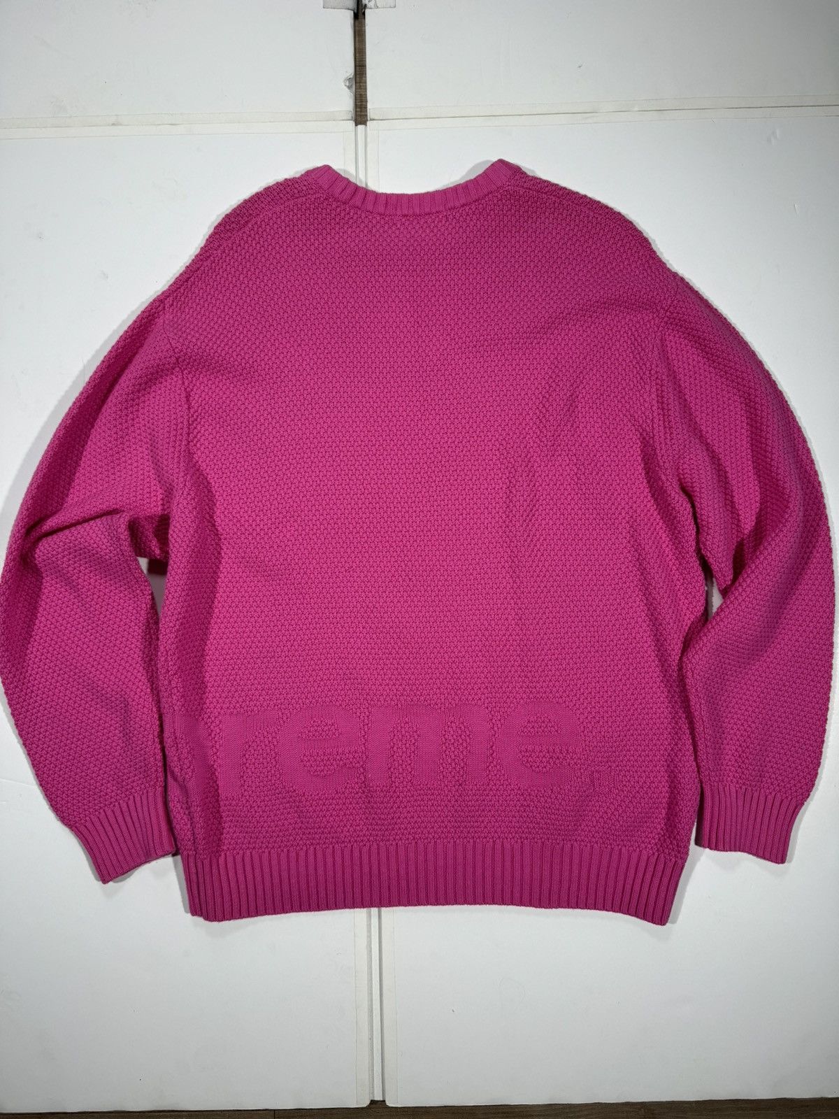 Supreme Supreme Textured Small Box Logo Sweater PINK Sz XL Size US XL / EU 56 / 4 - 7 Thumbnail