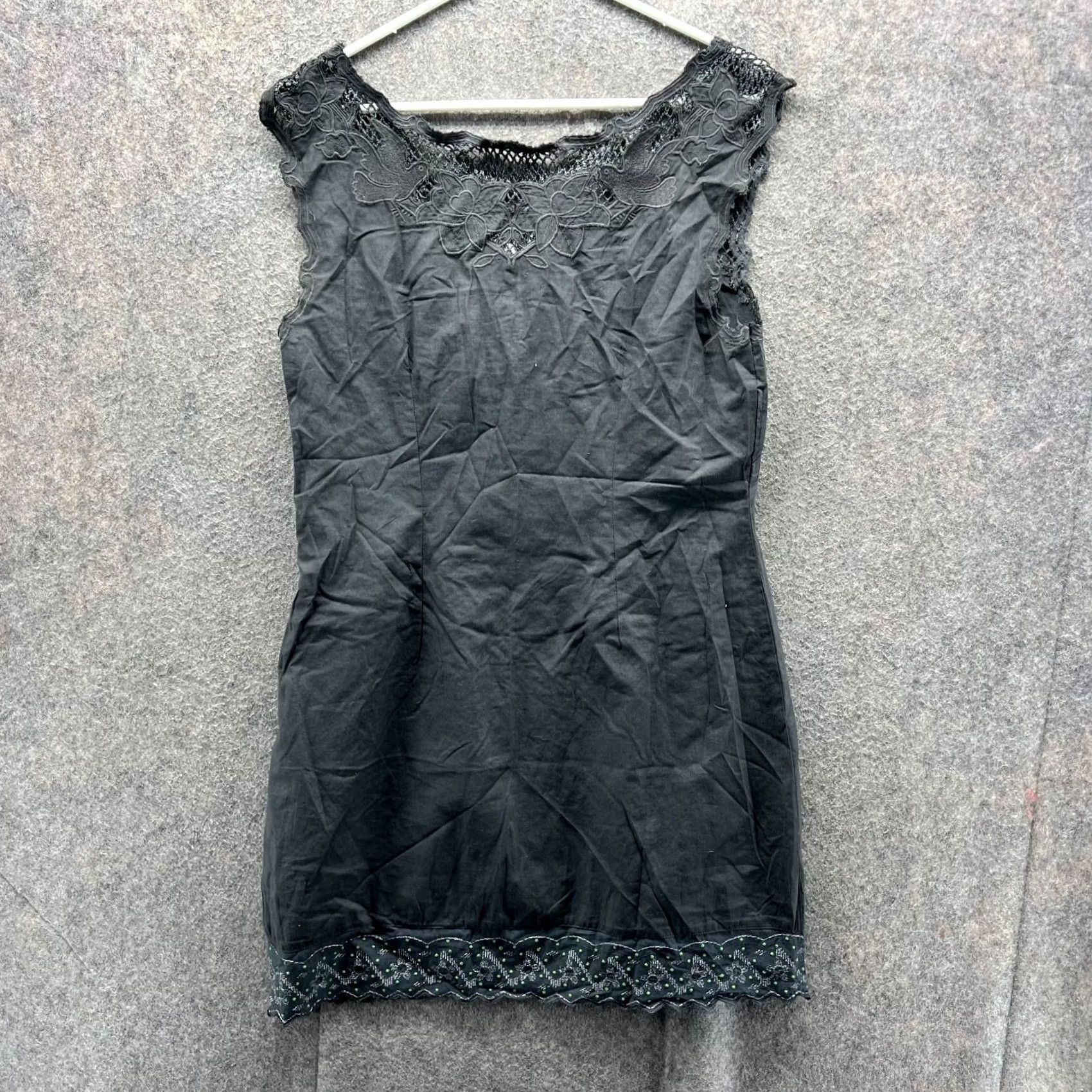 Free People Free People Dress Womens S Gray Mini Sleeveless Crochet Cotton Floral Size S / US 4 / IT 40 - 2 Thumbnail