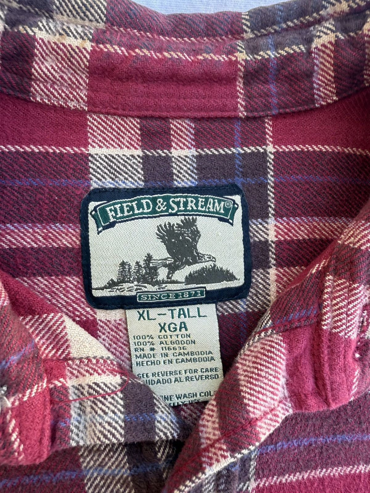 Field & Stream Field & Stream Flannel Men's XL Tall Plaid Long Sleeve Size US XL / EU 56 / 4 - 2 Thumbnail
