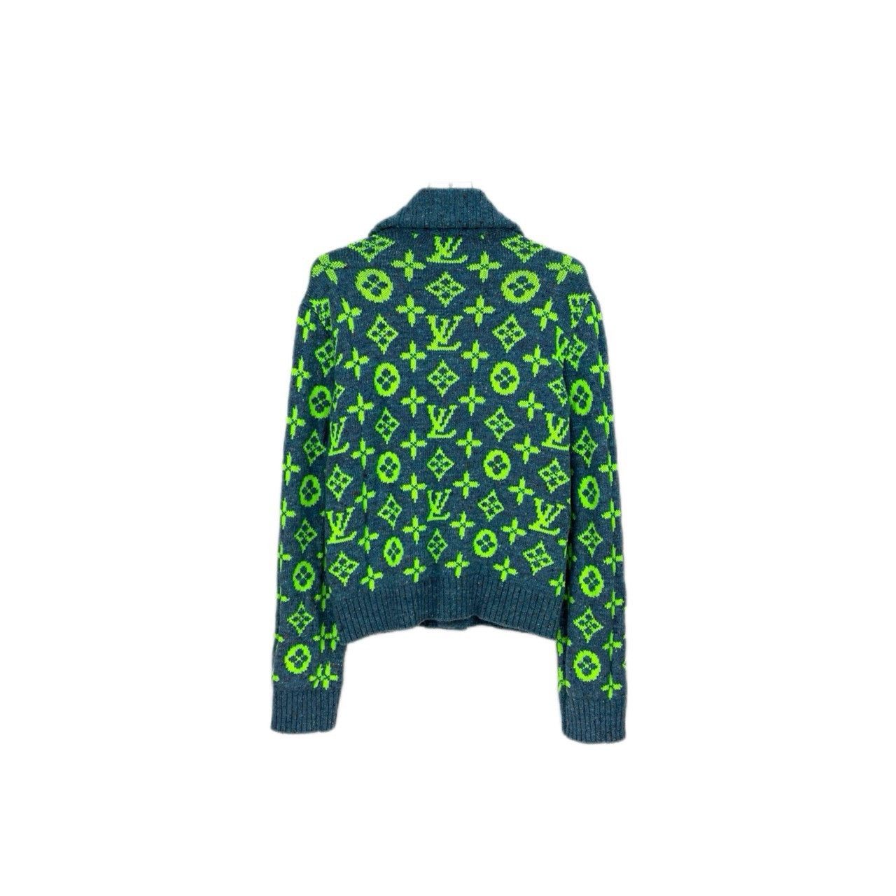 Louis Vuitton Louis Vuitton Long-sleeved cardigan in grey-green full logo Size US S / EU 44-46 / 1 - 2 Thumbnail